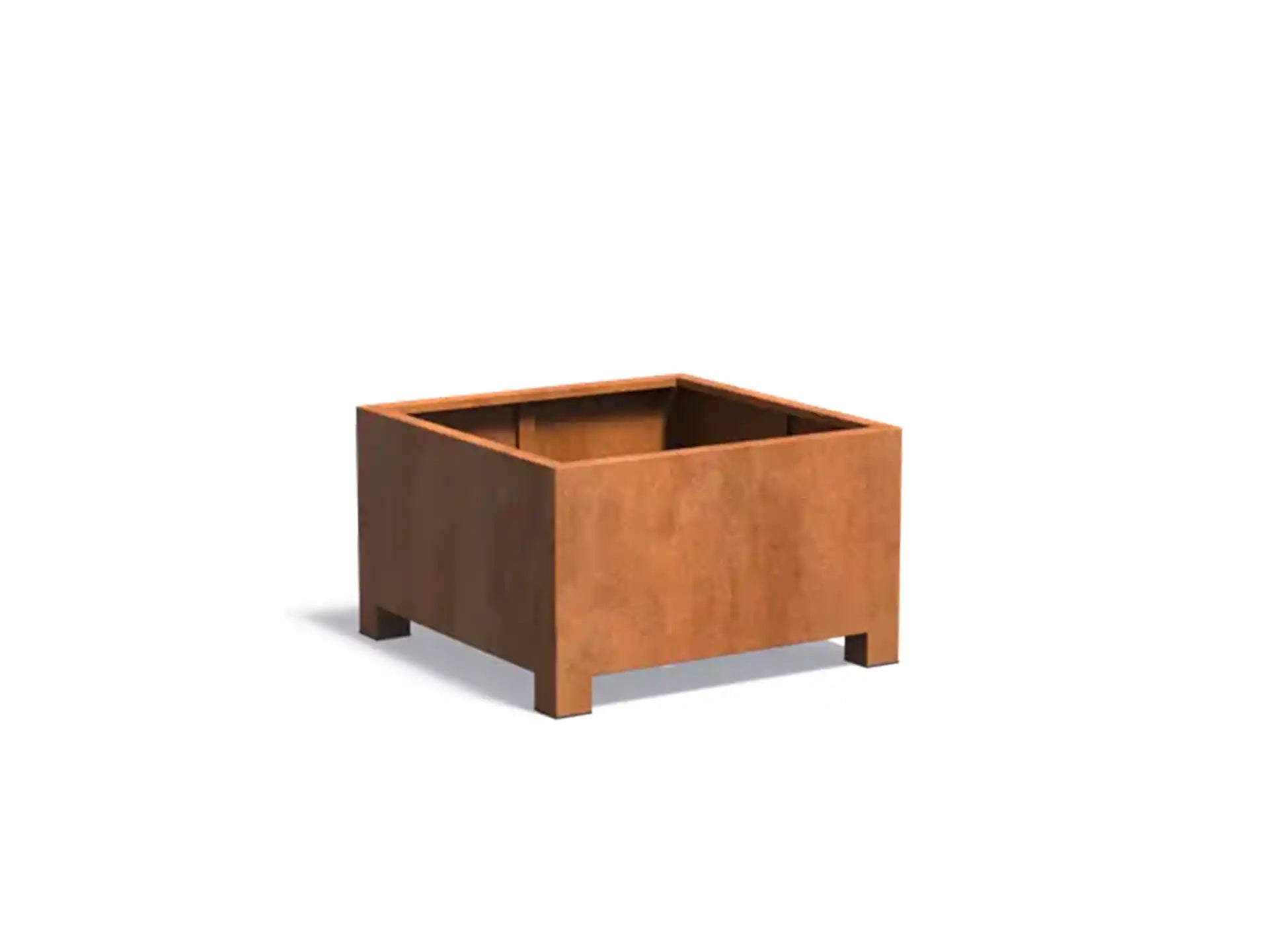Adezz Carrez Cortenstaal Plantenbak Vierkant met poten 100 x 100 x 60 cm - met bodem