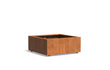 Adezz Carrez Cortenstaal Plantenbak Vierkant met wielen 100 x 100 x 40 cm met bodem, productfoto op witte achtergrond.