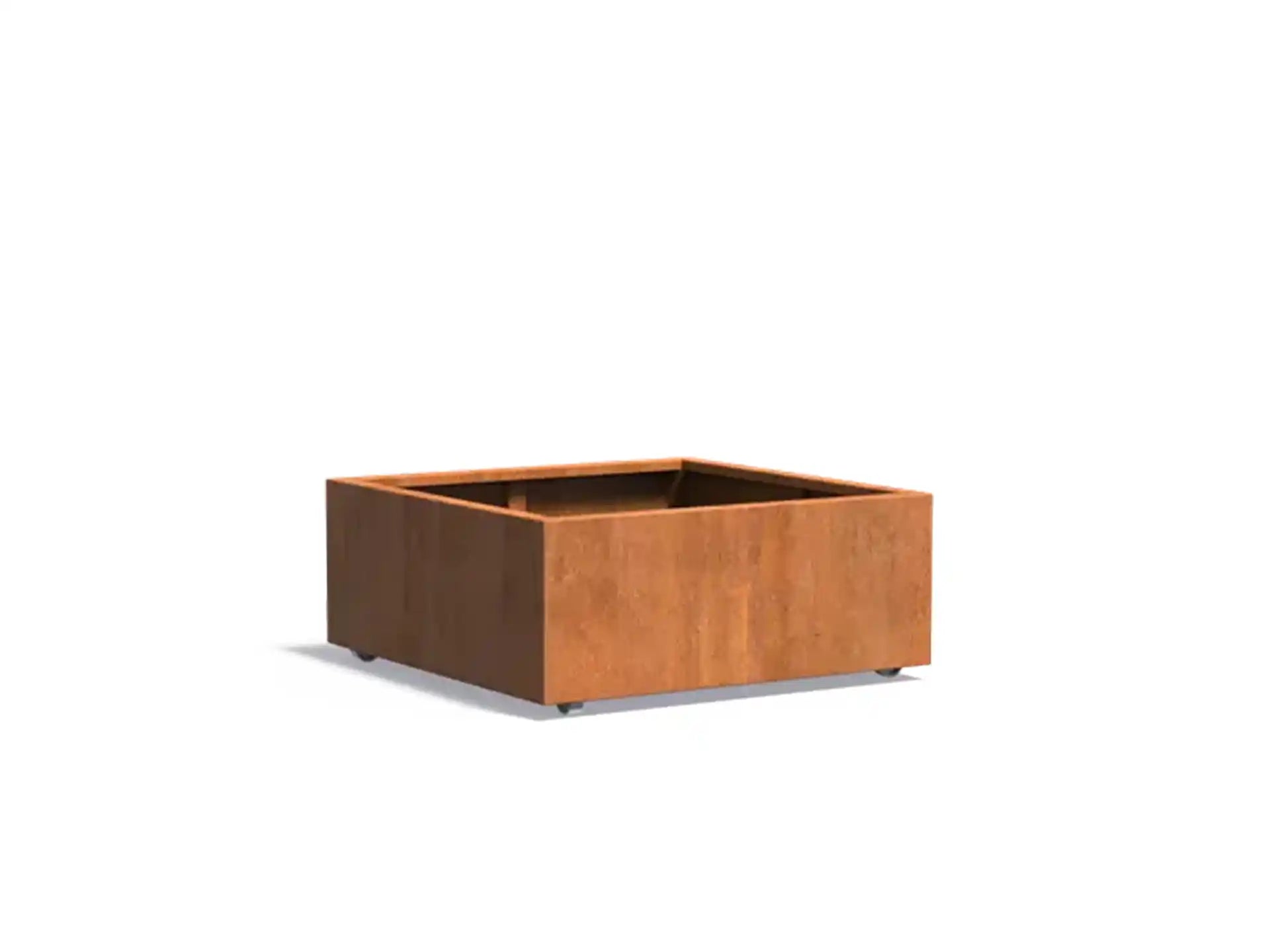 Adezz Carrez Cortenstaal Plantenbak Vierkant met wielen 100 x 100 x 40 cm - met bodem