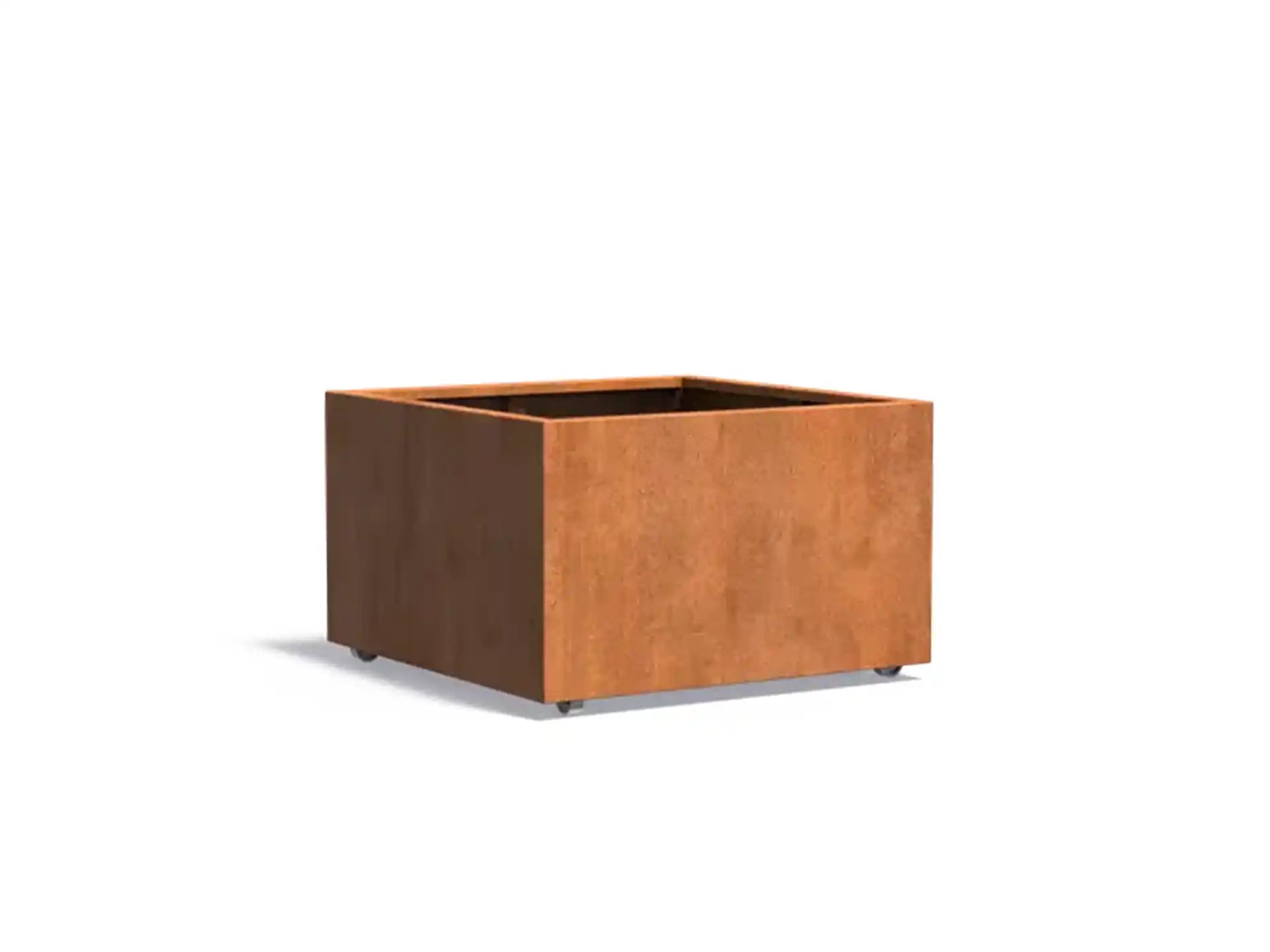 Adezz Carrez Cortenstaal Plantenbak Vierkant met wielen 100 x 100 x 60 cm - met bodem