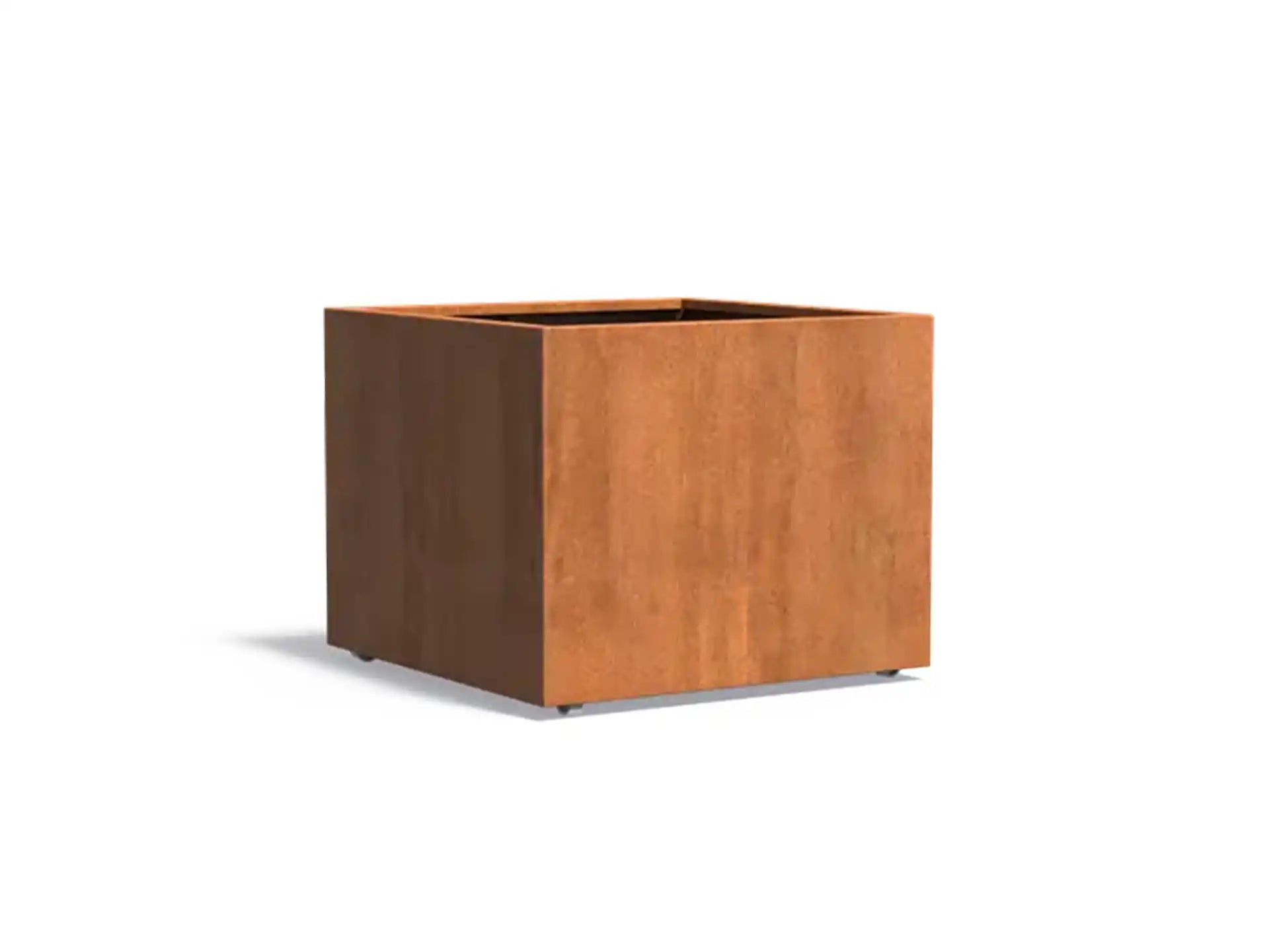Adezz Carrez Cortenstaal Plantenbak Vierkant met wielen 100 x 100 x 80 cm - met bodem