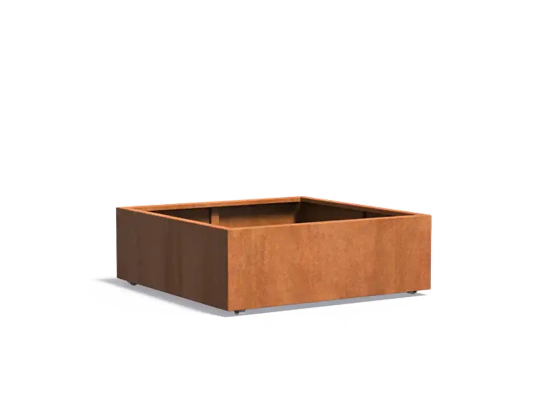 Adezz Carrez Cortenstaal Plantenbak Vierkant met wielen 120 x 120 x 40 cm - met bodem