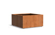 Adezz Carrez Cortenstaal Plantenbak Vierkant met wielen 120 x 120 x 60 cm met bodem, productfoto op witte achtergrond.