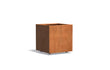 Adezz Carrez Cortenstaal Plantenbak Vierkant met wielen 70 x 70 x 70 cm met bodem, productfoto op witte achtergrond.