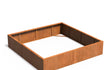 Adezz Carrez Cortenstaal Plantenbak Vierkant zonder bodem 200 x 200 x 40 cm, productfoto op witte achtergrond.
