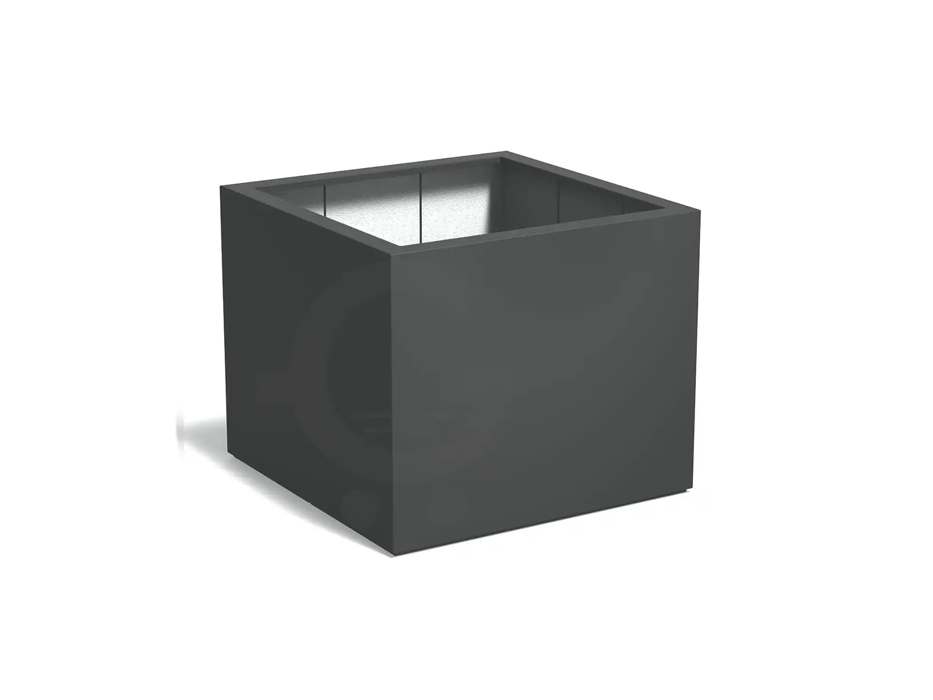Adezz Carrez plantenbak van polyester in vierkante uitvoering, 120 × 120 × 100 cm, kleur antracietgrijs.