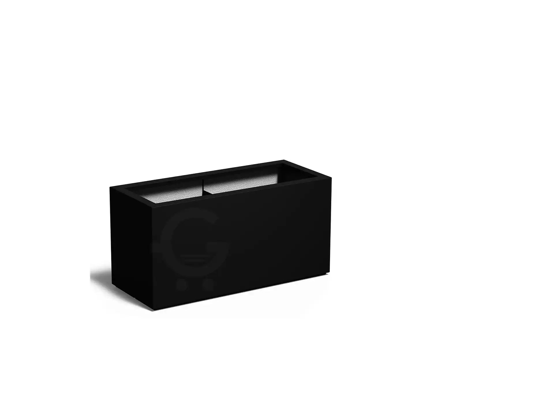 Adezz Carrez polyester plantenbak in rechthoekige vorm, 120 × 50 × 60 cm, uitgevoerd in gitzwart.