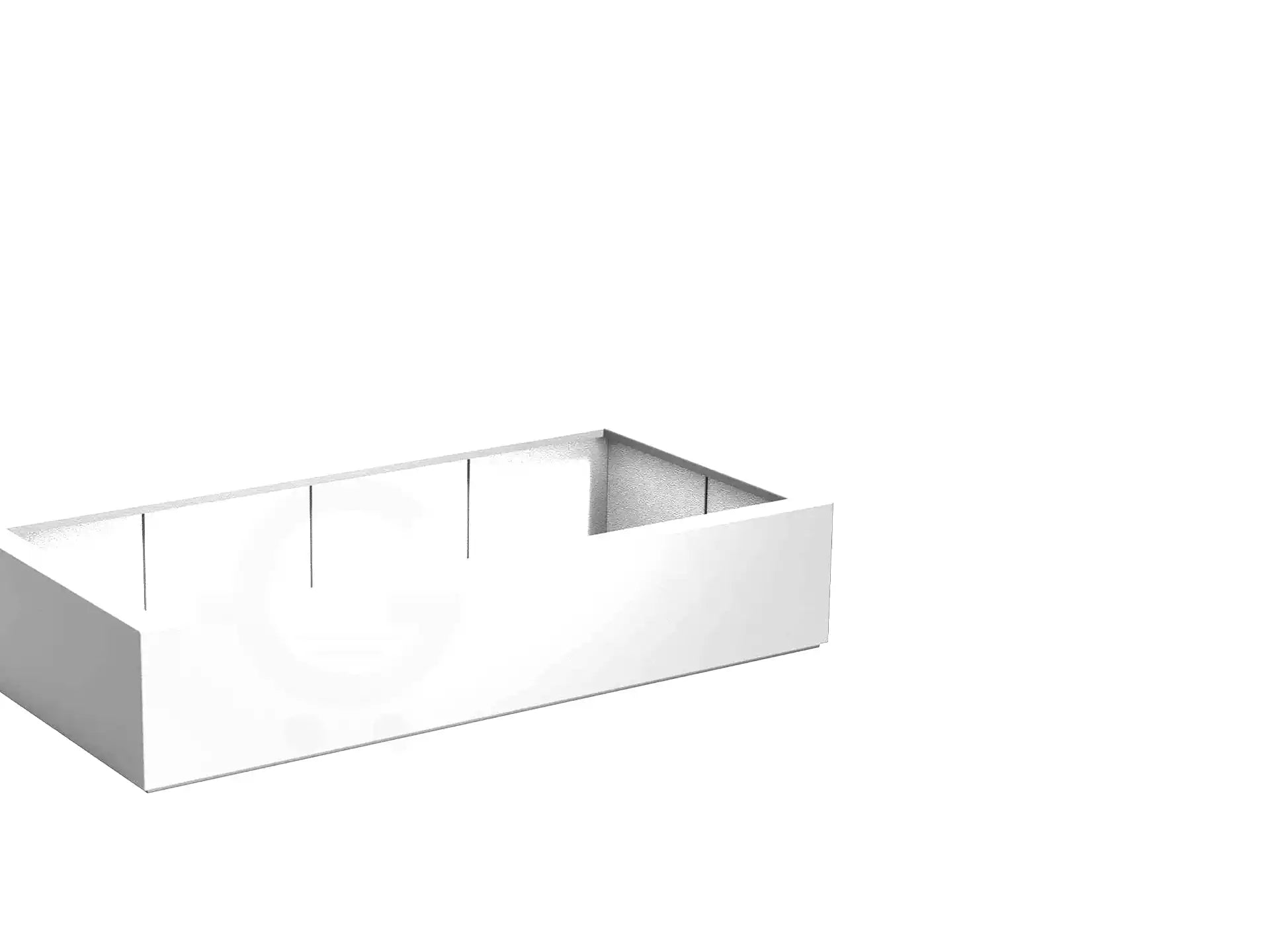 Adezz Carrez polyester plantenbak in rechthoekige vorm, 200 × 100 × 40 cm, uitgevoerd in verkeerswit.