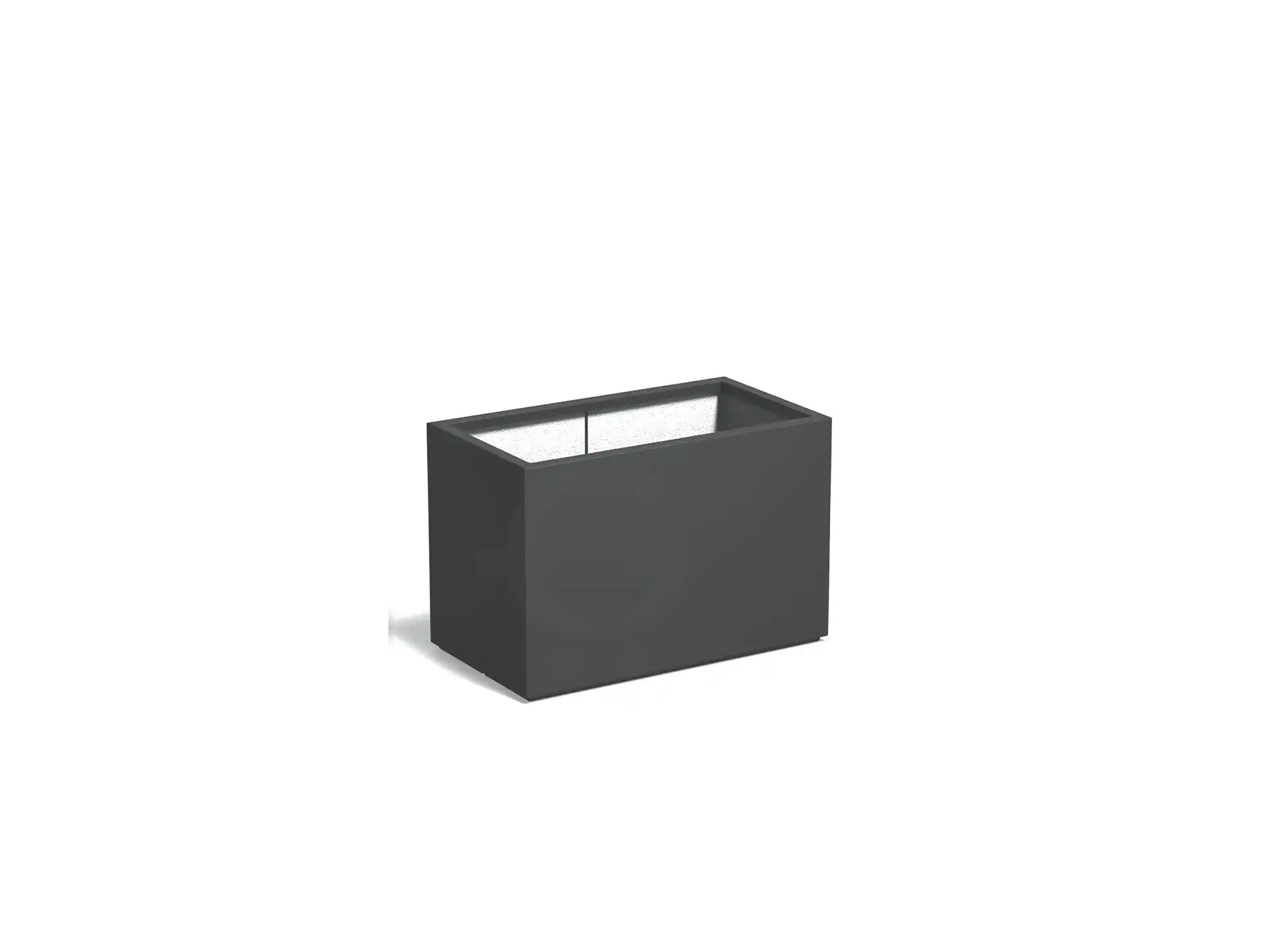Adezz Carrez polyester plantenbak in rechthoekige vorm, 90 × 50 × 60 cm, uitgevoerd in antracietgrijs.