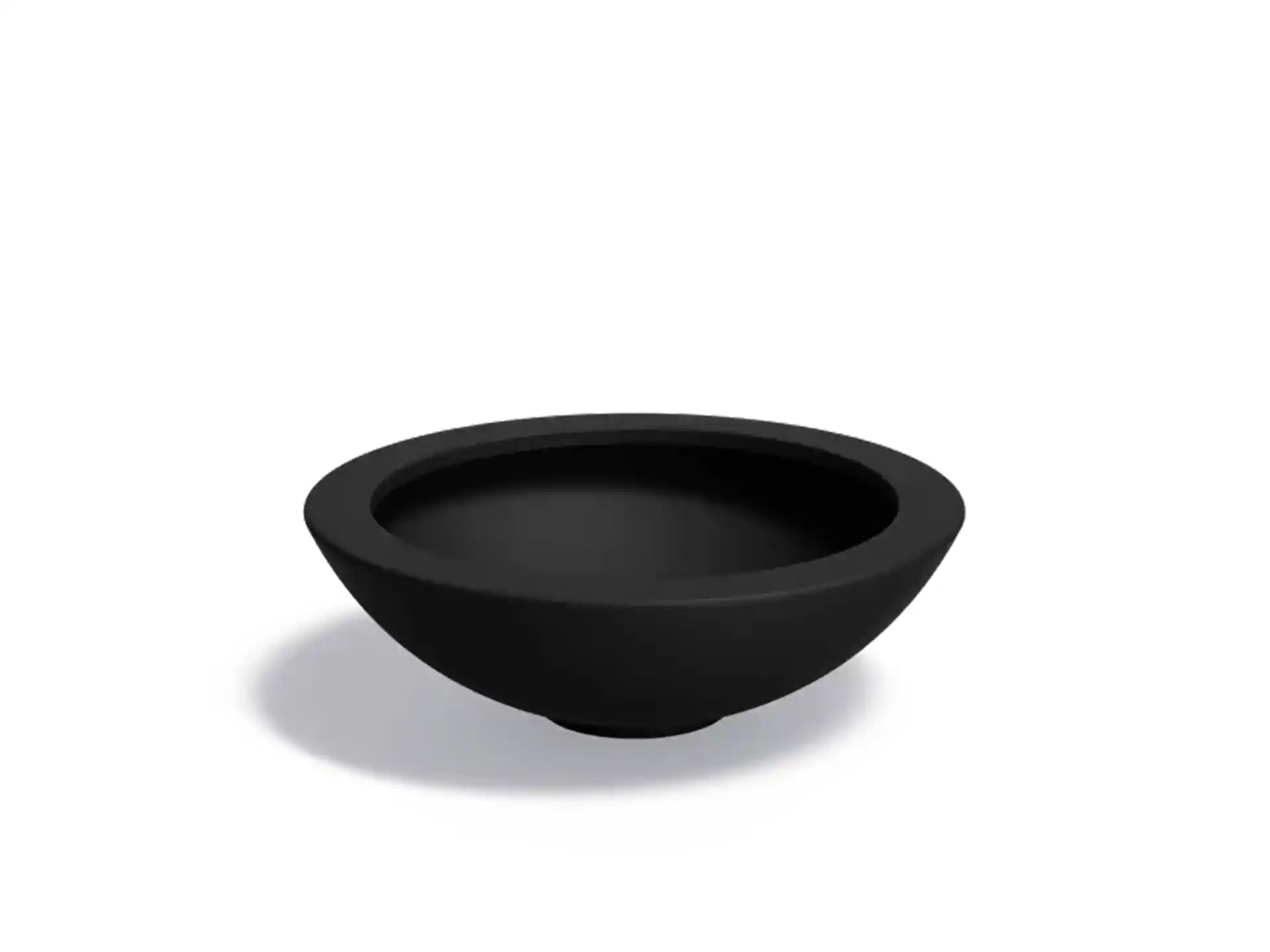 Adezz Ceder polyester plantenbak in rond schaalmodel, 120 × 120 × 40 cm, uitgevoerd in gitzwart.