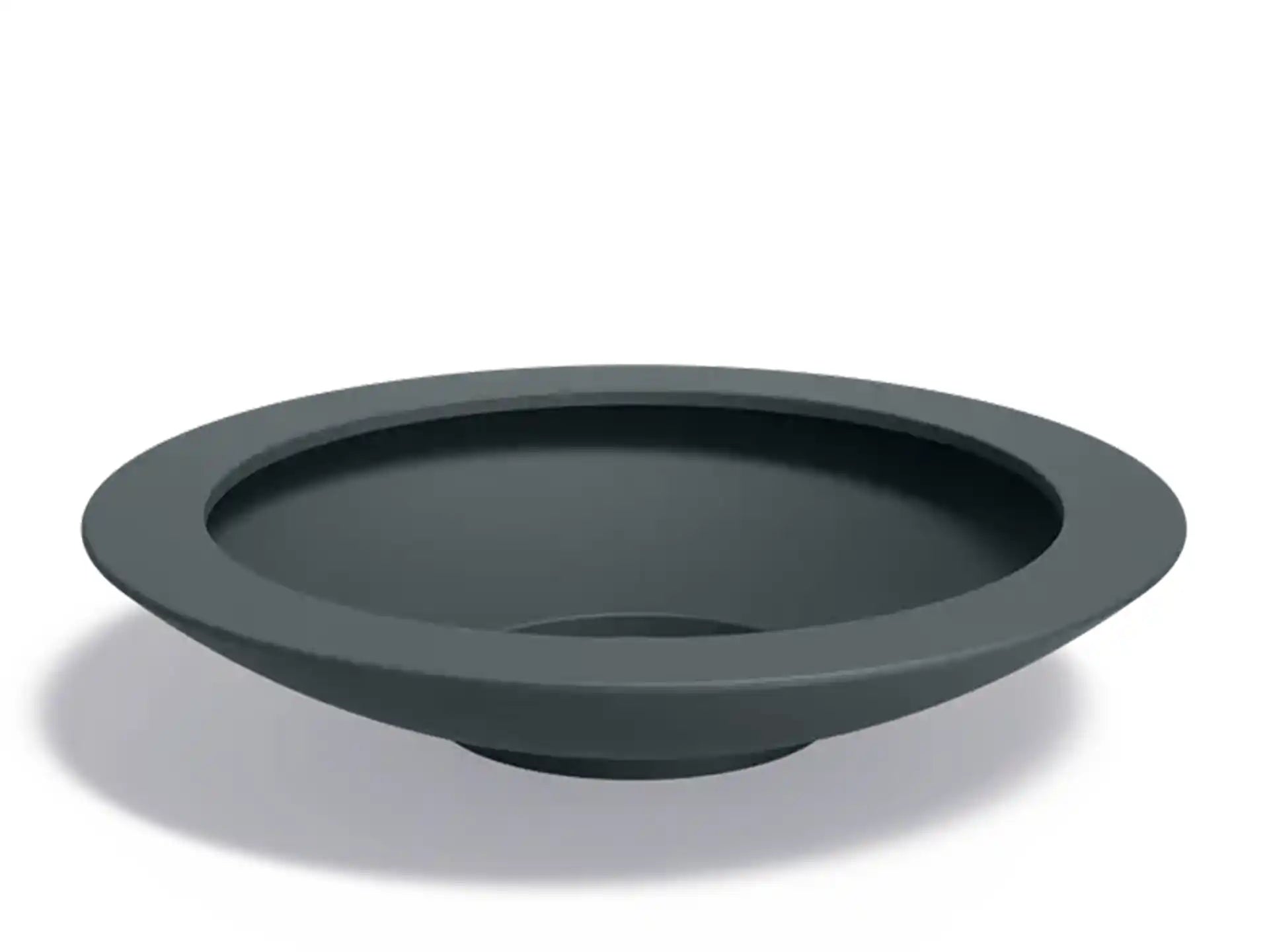 Adezz Ceder polyester plantenbak in rond schaalmodel, 200 × 200 × 40 cm, uitgevoerd in antracietgrijs.