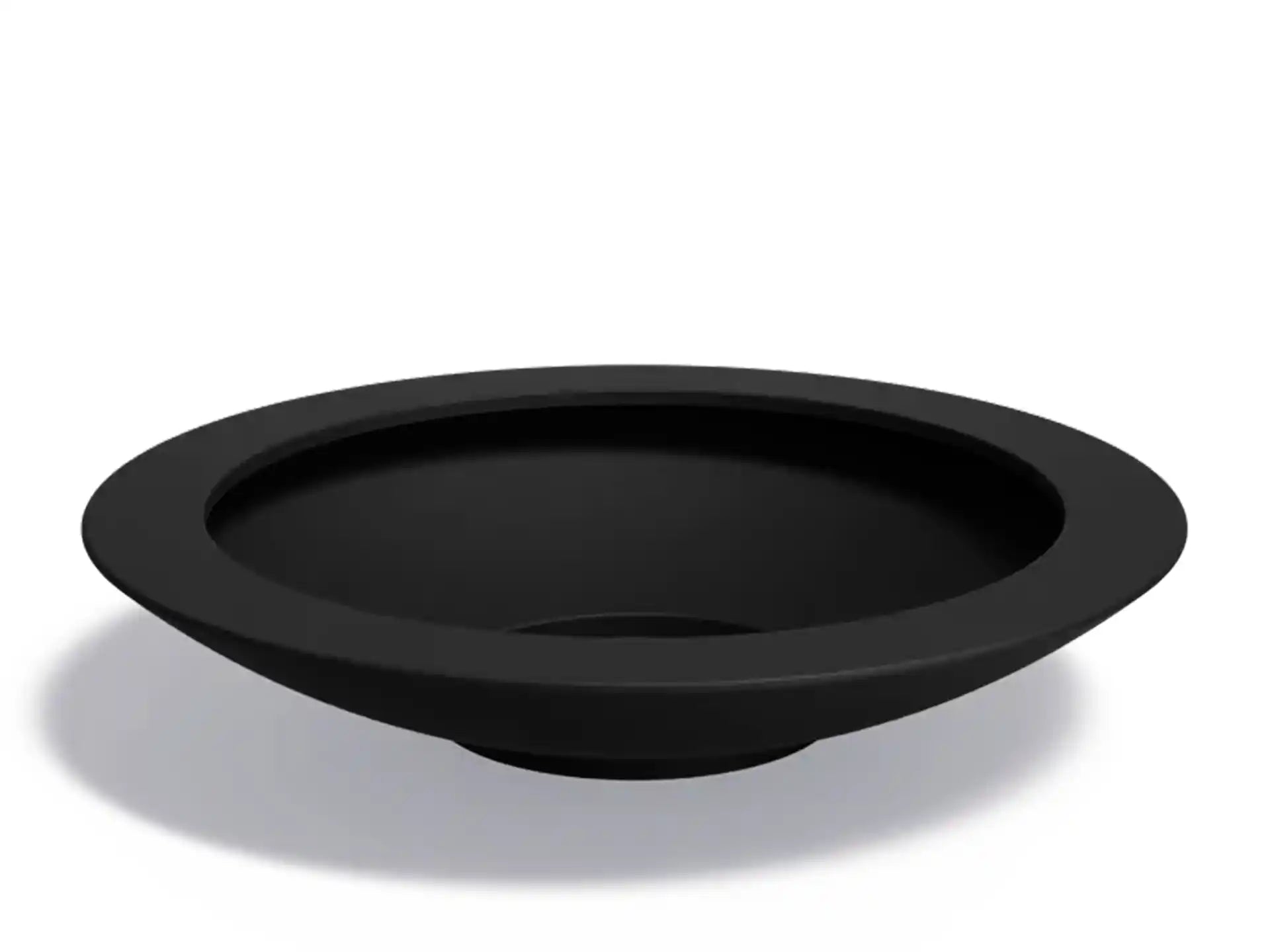 Adezz Ceder polyester plantenbak in rond schaalmodel, 200 × 200 × 40 cm, uitgevoerd in gitzwart.