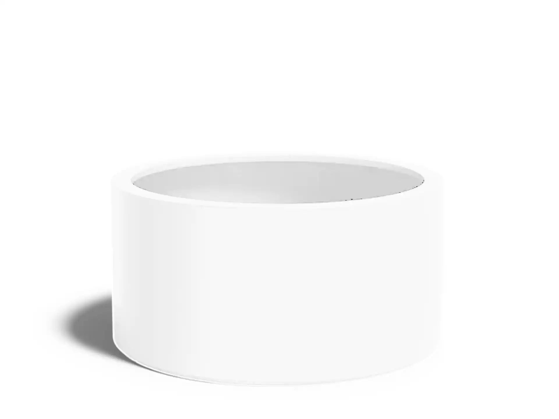 Adezz Circum polyester plantenbak in ronde rechte vorm, 120 × 120 × 60 cm, uitgevoerd in verkeerswit.