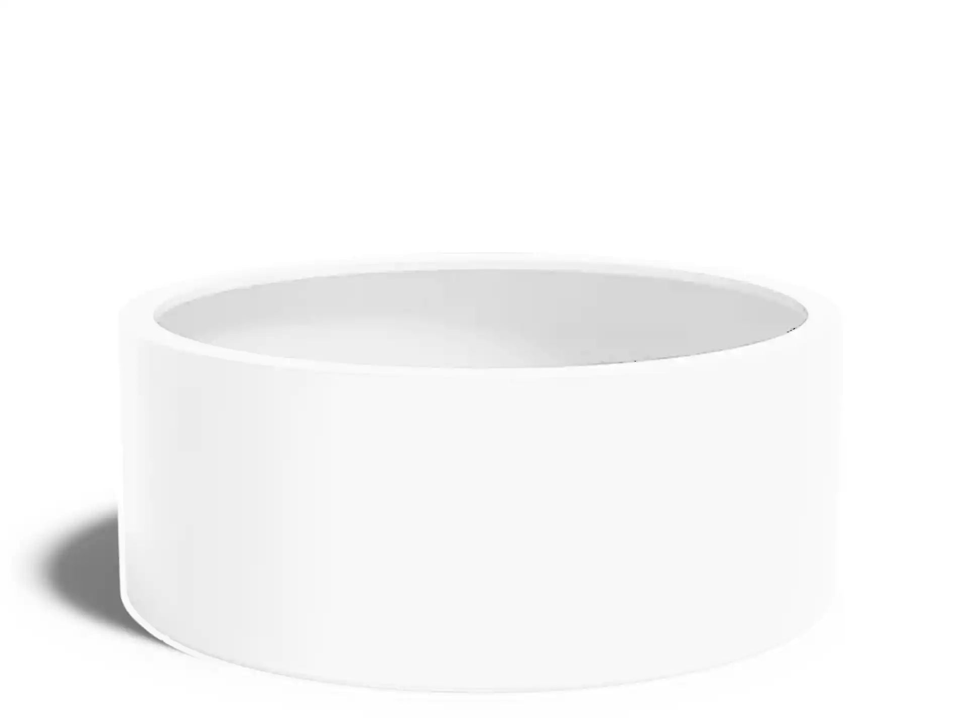 Adezz Circum polyester plantenbak in ronde rechte vorm, 150 × 150 × 60 cm, uitgevoerd in verkeerswit.