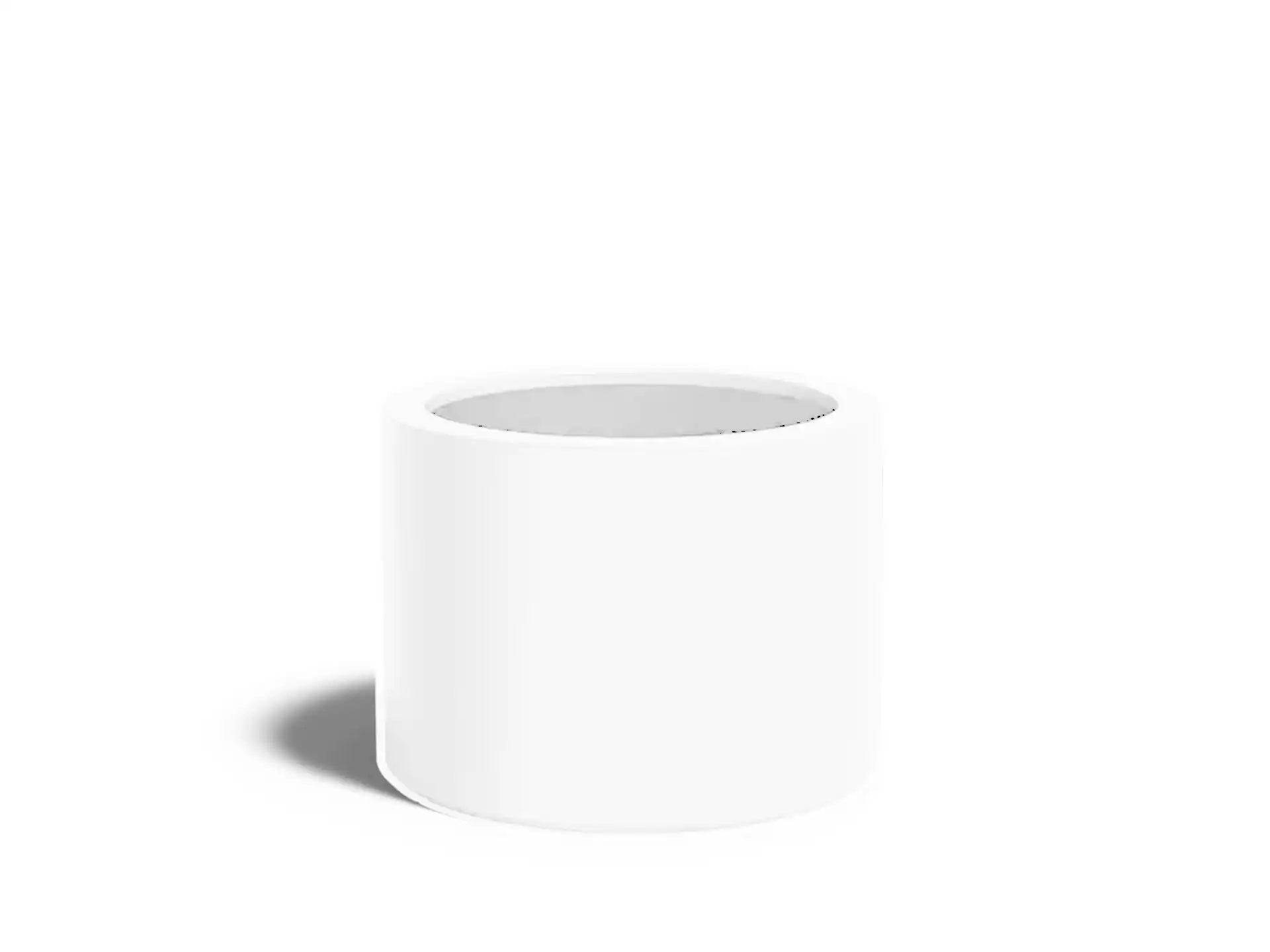 Adezz Circum polyester plantenbak in ronde rechte vorm, 80 × 80 × 60 cm, uitgevoerd in verkeerswit.