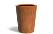 Adezz Conic Cortenstaal Plantenbak Rond Schuin 80 x 80 x 100 cm met bodem, productfoto op witte achtergrond.
