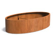 Adezz Ellipse Cortenstaal Plantenbak Ovaal 280 x 160 x 60 cm met bodem, productfoto op witte achtergrond.