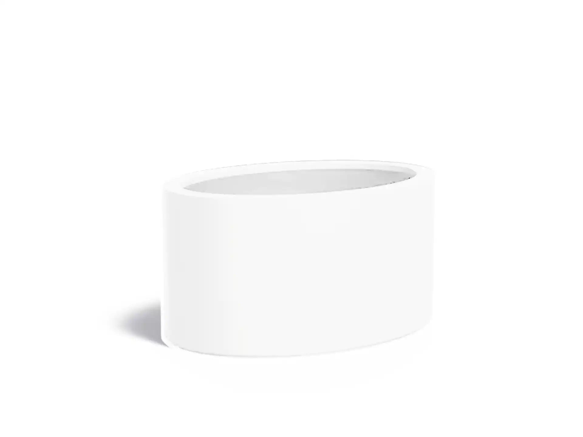 Adezz Ellipse polyester plantenbak in ovale vorm, 115 × 80 × 60 cm, uitgevoerd in verkeerswit.