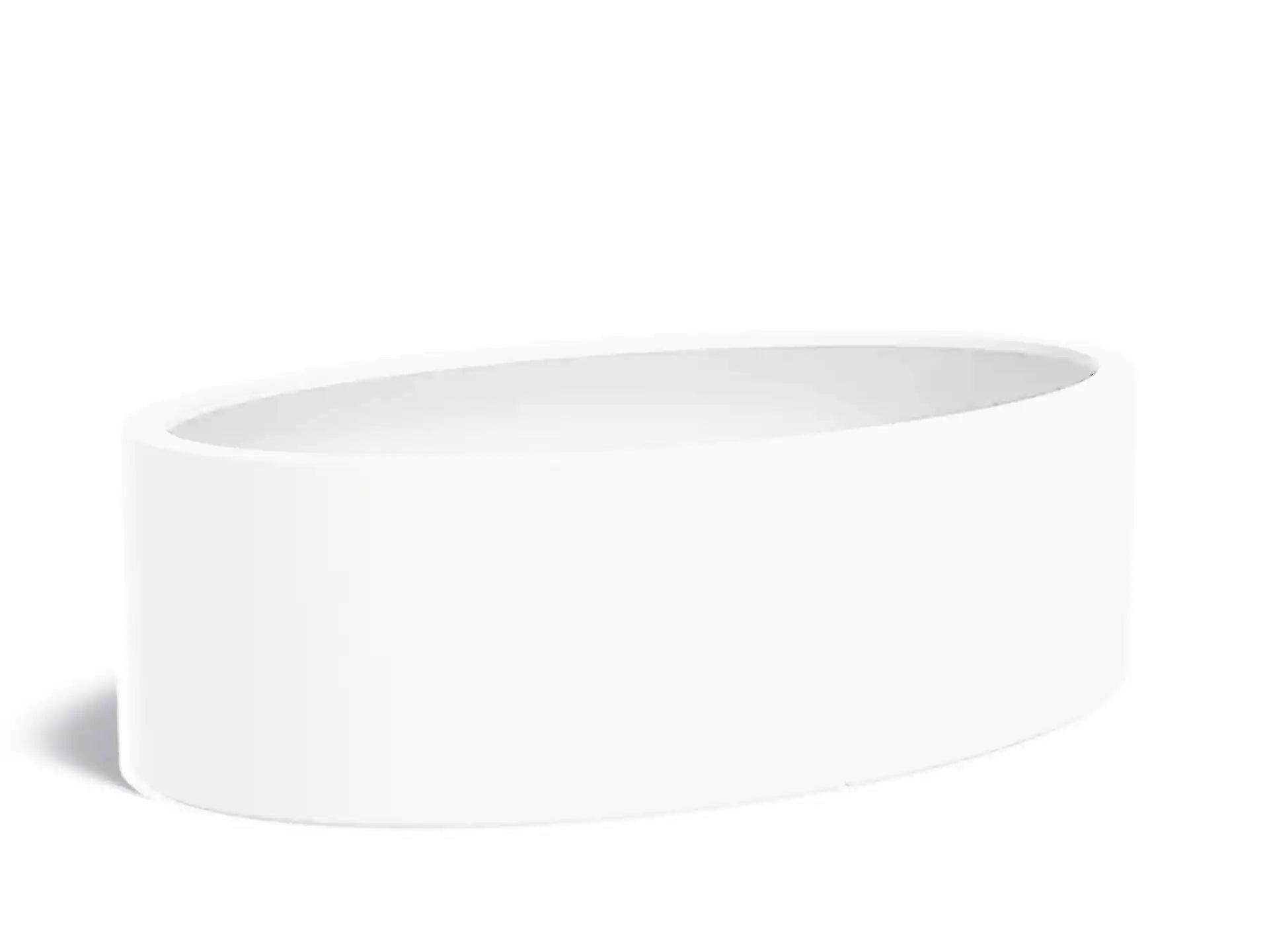 Adezz Ellipse polyester plantenbak in ovale vorm, 200 × 120 × 60 cm, uitgevoerd in verkeerswit.