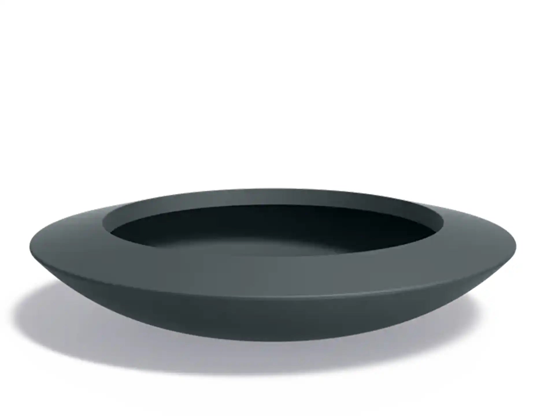 Adezz Malva ronde polyester plantenbak in schaalmodel van 200 x 200 x 40 cm in antracietgrijs uitvoering.
