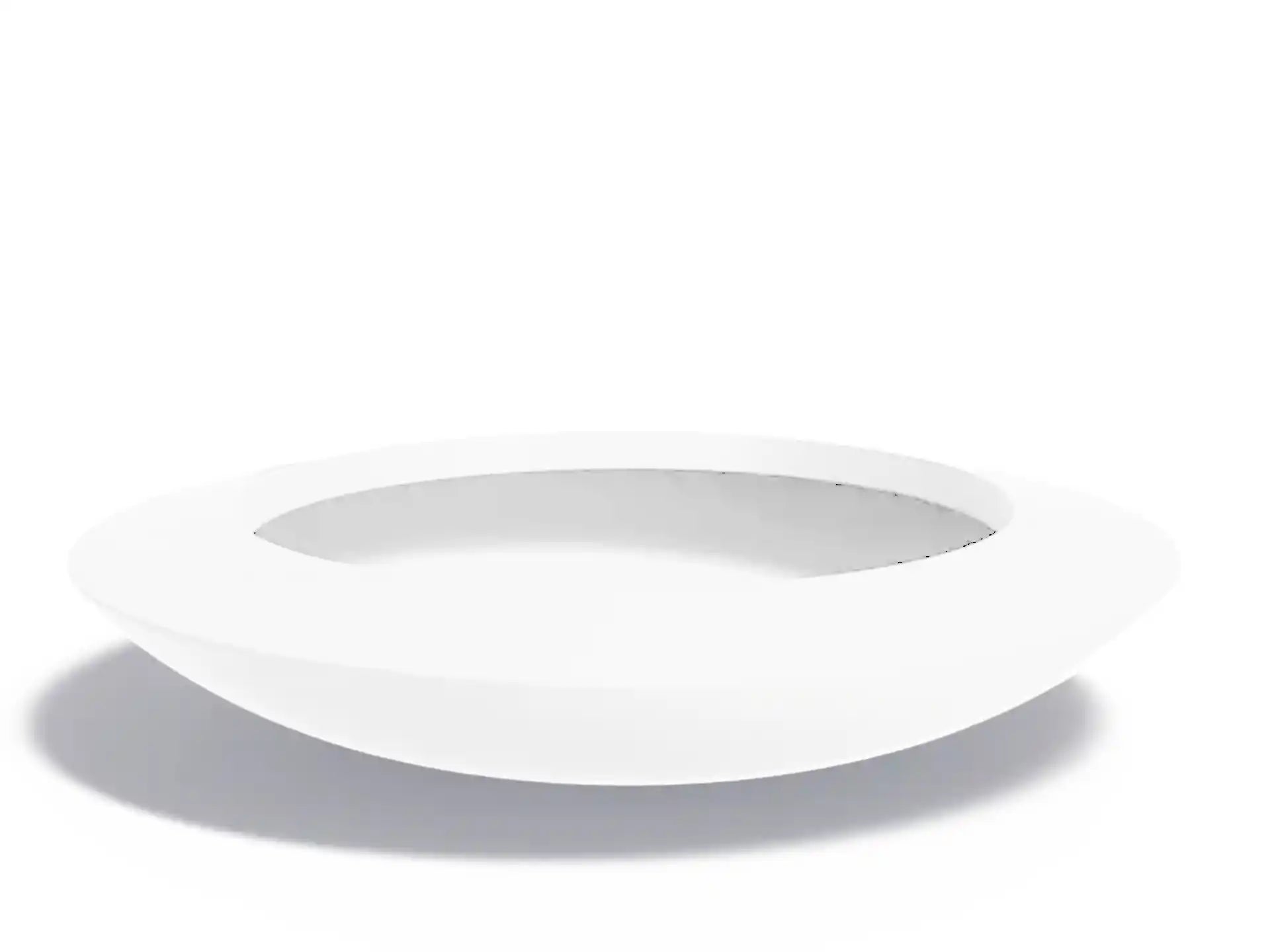 Adezz Malva ronde polyester plantenbak in schaalmodel van 200 x 200 x 40 cm in verkeerswit uitvoering.
