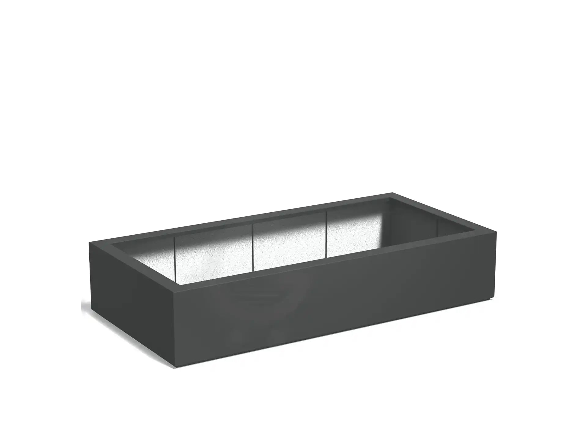Adezz plantenbak Carrez in polyester, rechthoekige plantenbak 200 x 100 x 40 cm in antracietgrijs.