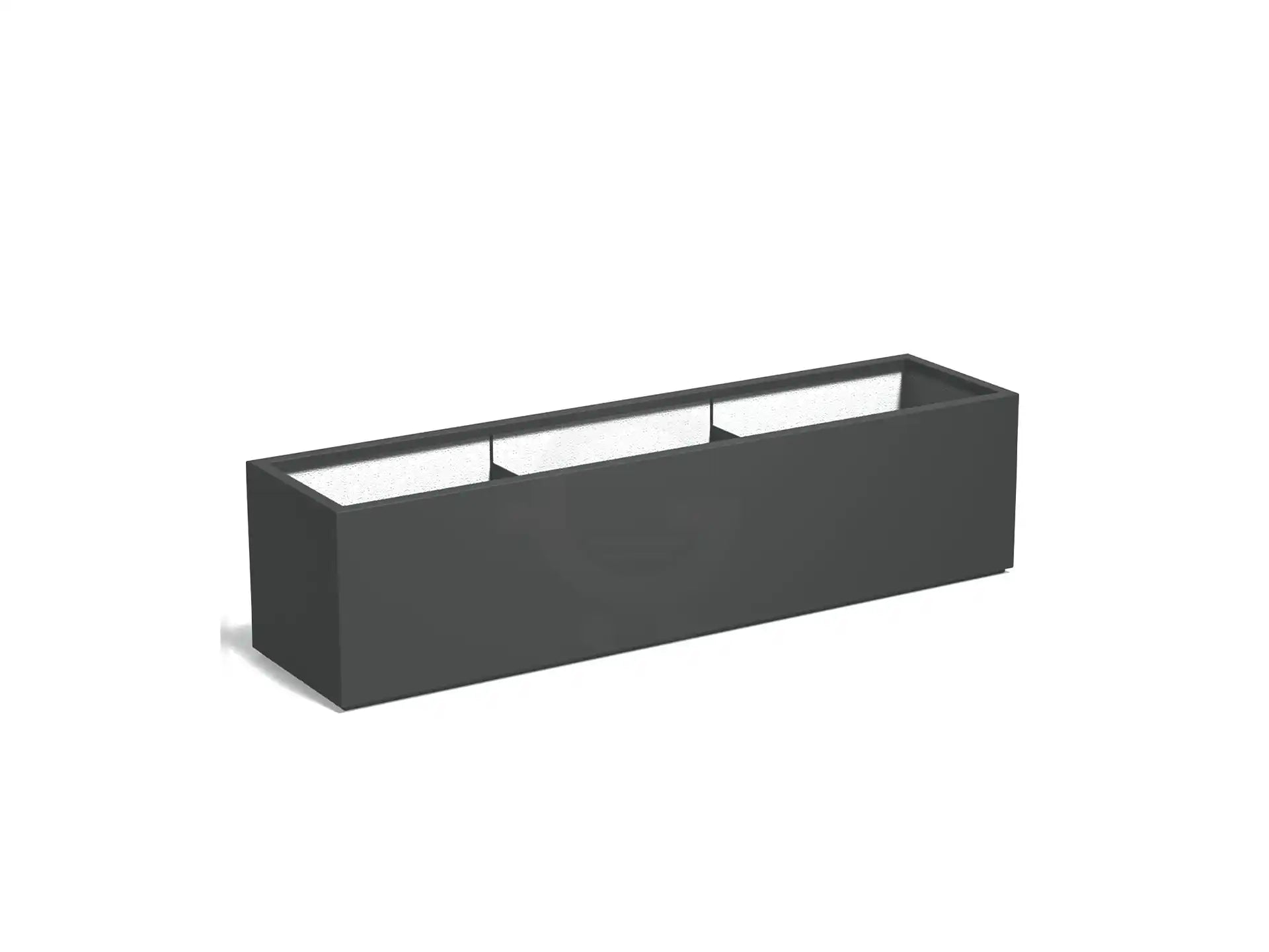 Adezz plantenbak Carrez in polyester, rechthoekige plantenbak 200 x 50 x 50 cm in antracietgrijs.