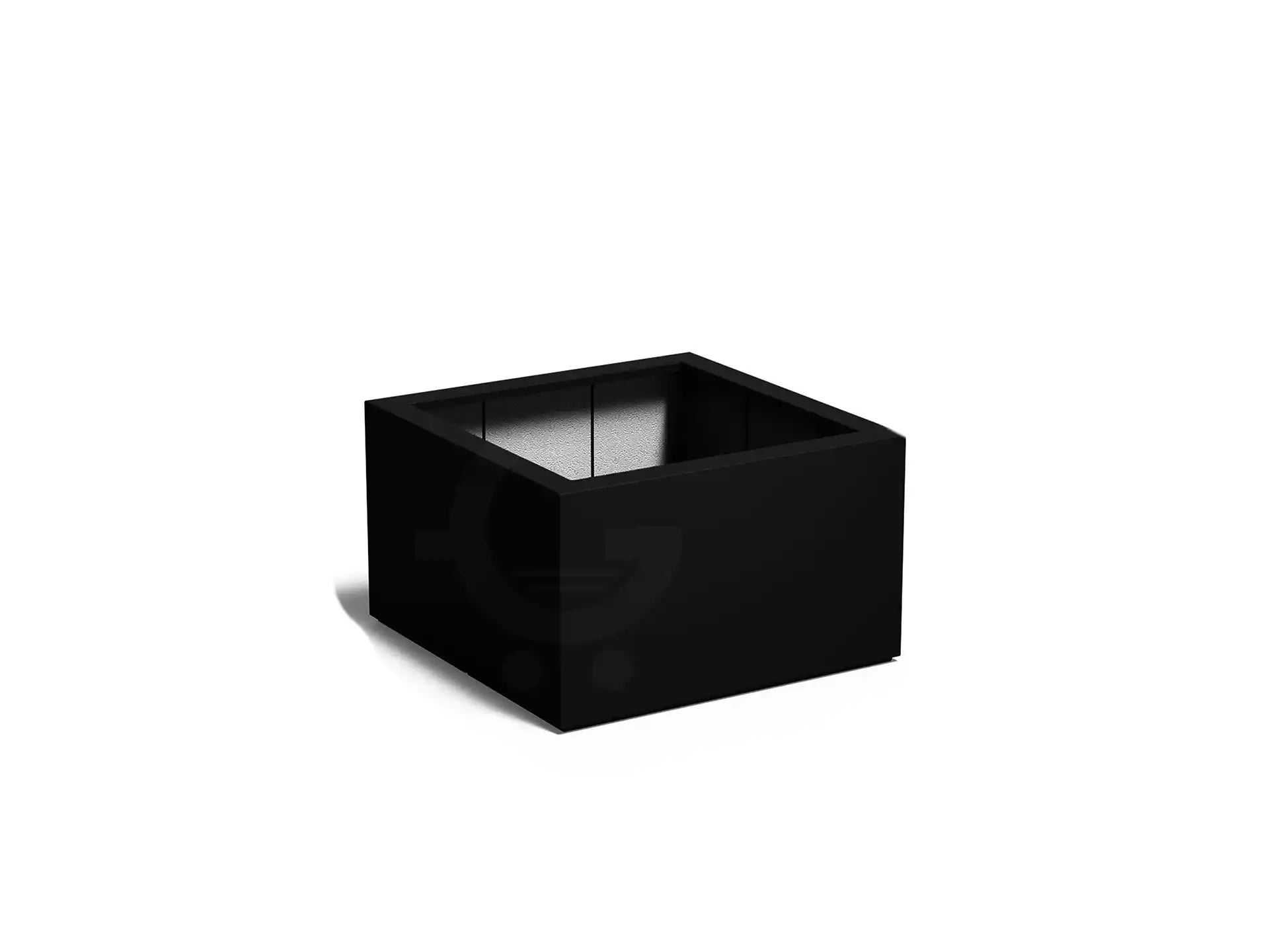 Adezz Carrez plantenbak polyester in vierkante vorm van 100 x 100 x 60 cm in gitzwart, een moderne zwarte polyester plantenbak met bodem en strak design.