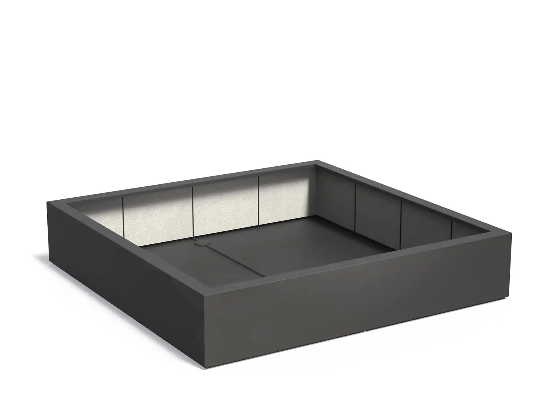 Adezz plantenbak Carrez in polyester, vierkante plantenbak 200 x 200 x 40 cm in antracietgrijs.