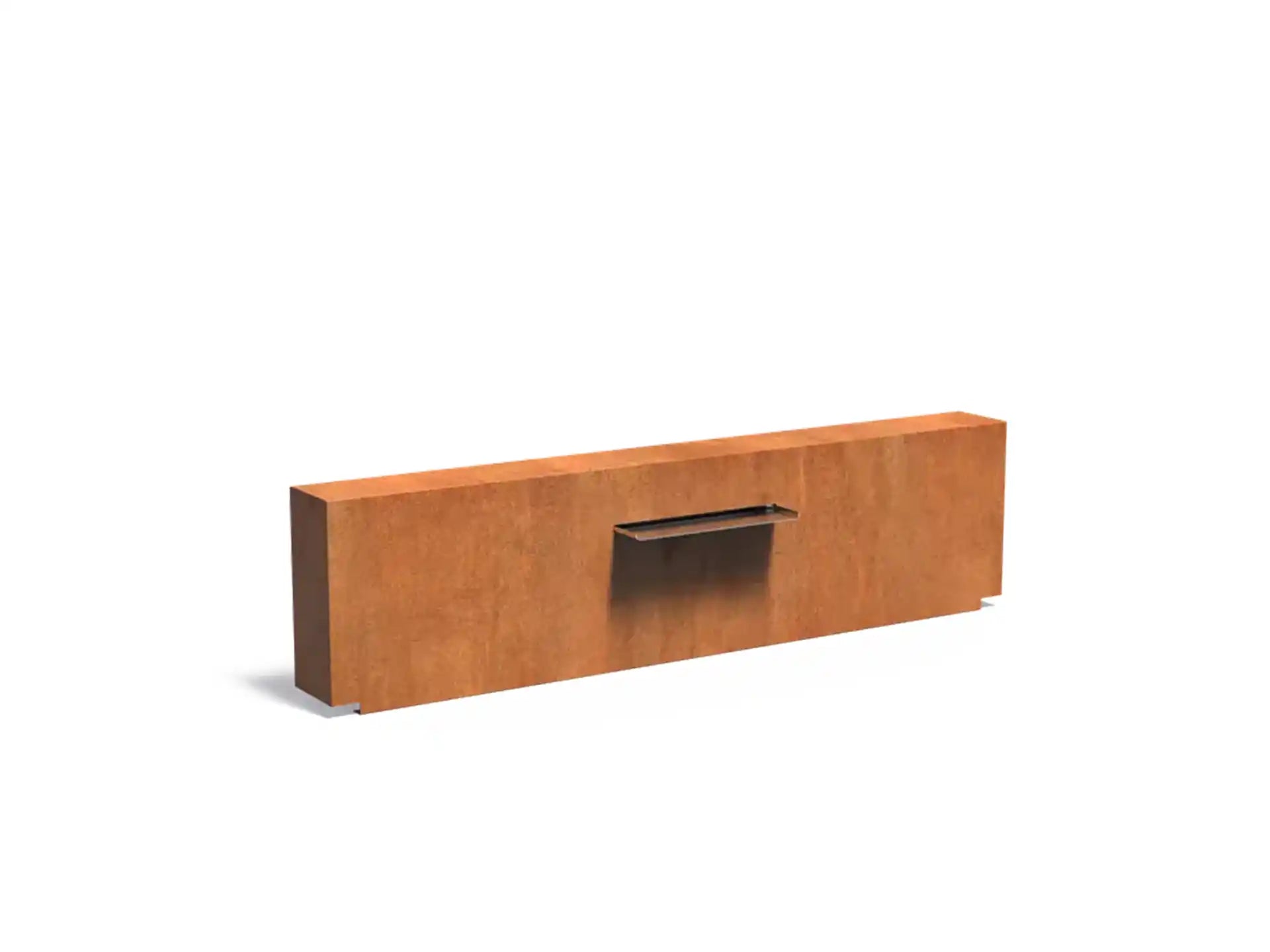Adezz Vijvermuur geplaatst op Vijver Cortenstaal 250 x 25 x 60 cm met waterval en pomp