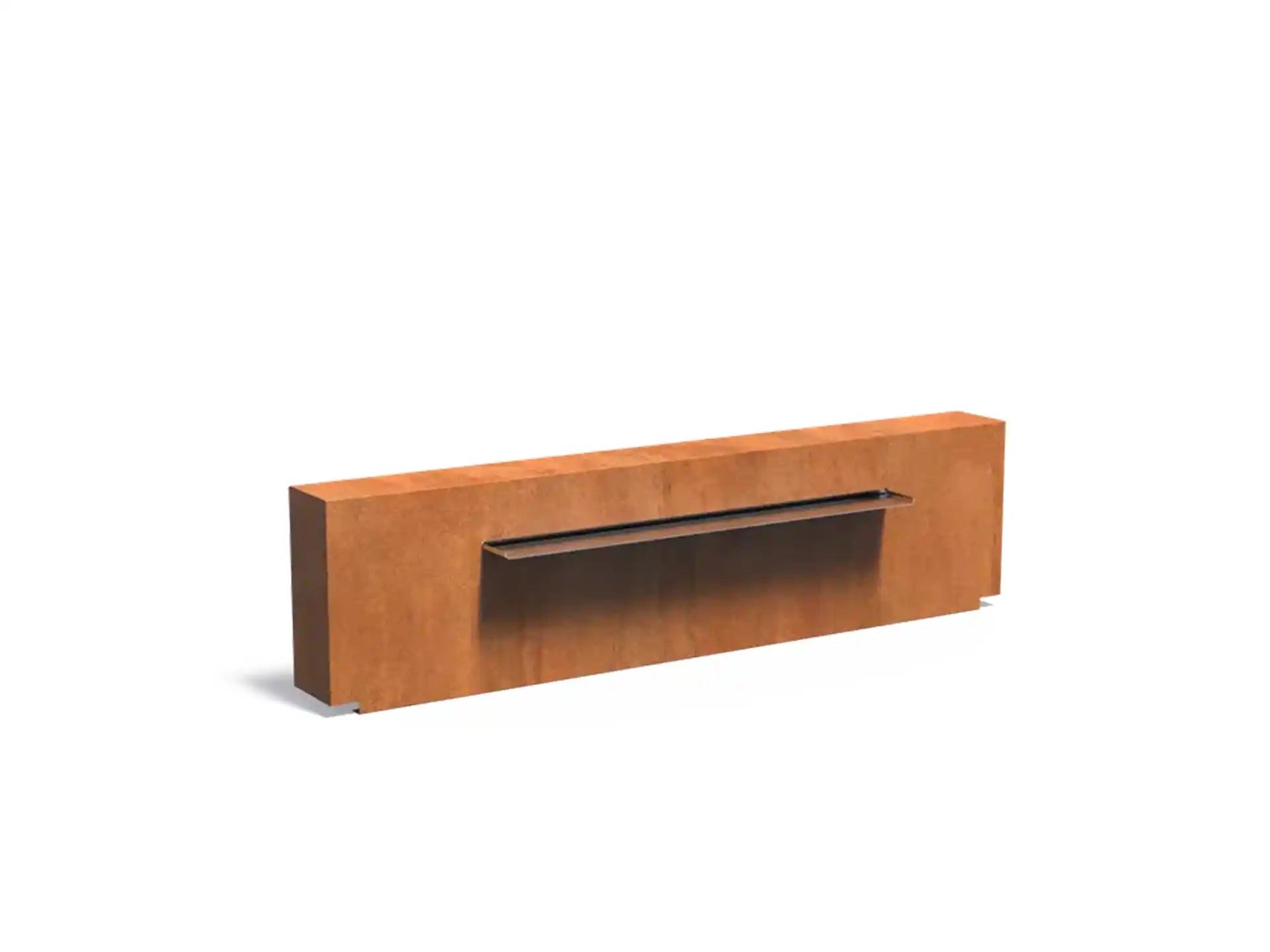Adezz Vijvermuur geplaatst op Vijver Cortenstaal 250 x 25 x 60 cm met waterval en pomp