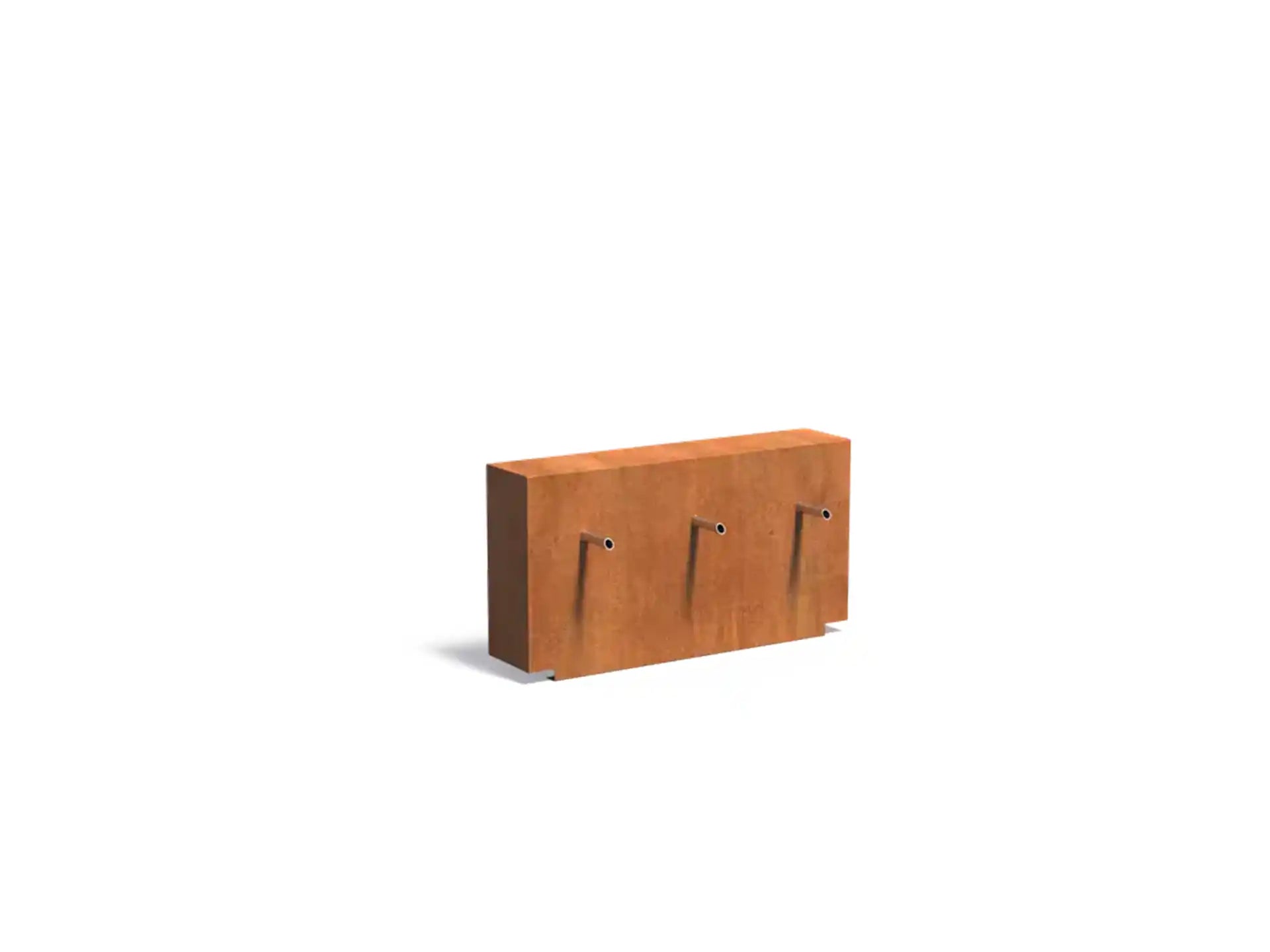 Adezz Vijvermuur geplaatst op Vijver Cortenstaal 120 x 25 x 60 cm met 3 pijpjes en pomp