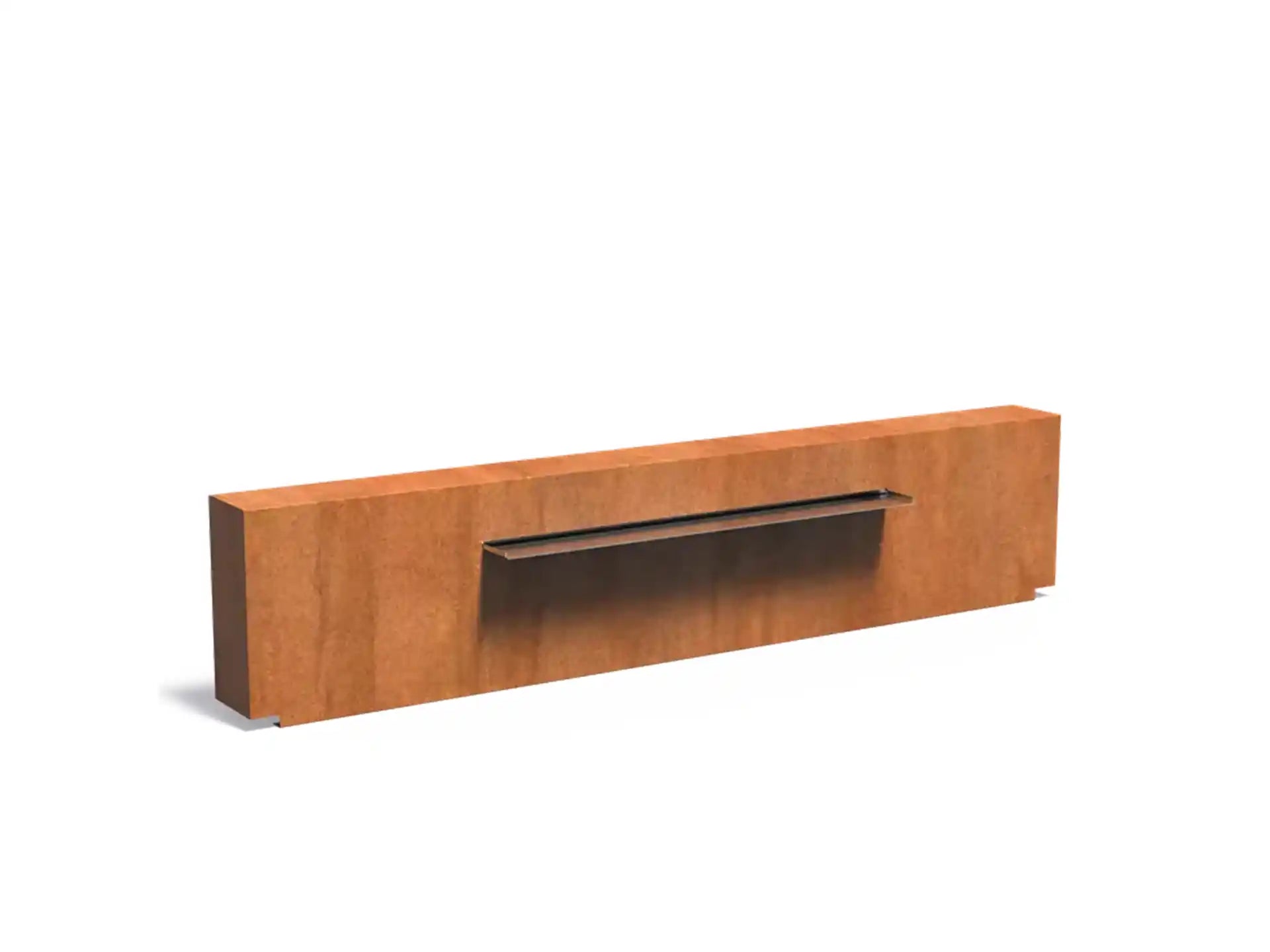 Adezz Vijvermuur geplaatst op Vijver Cortenstaal 300 x 25 x 60 cm met waterval en pomp