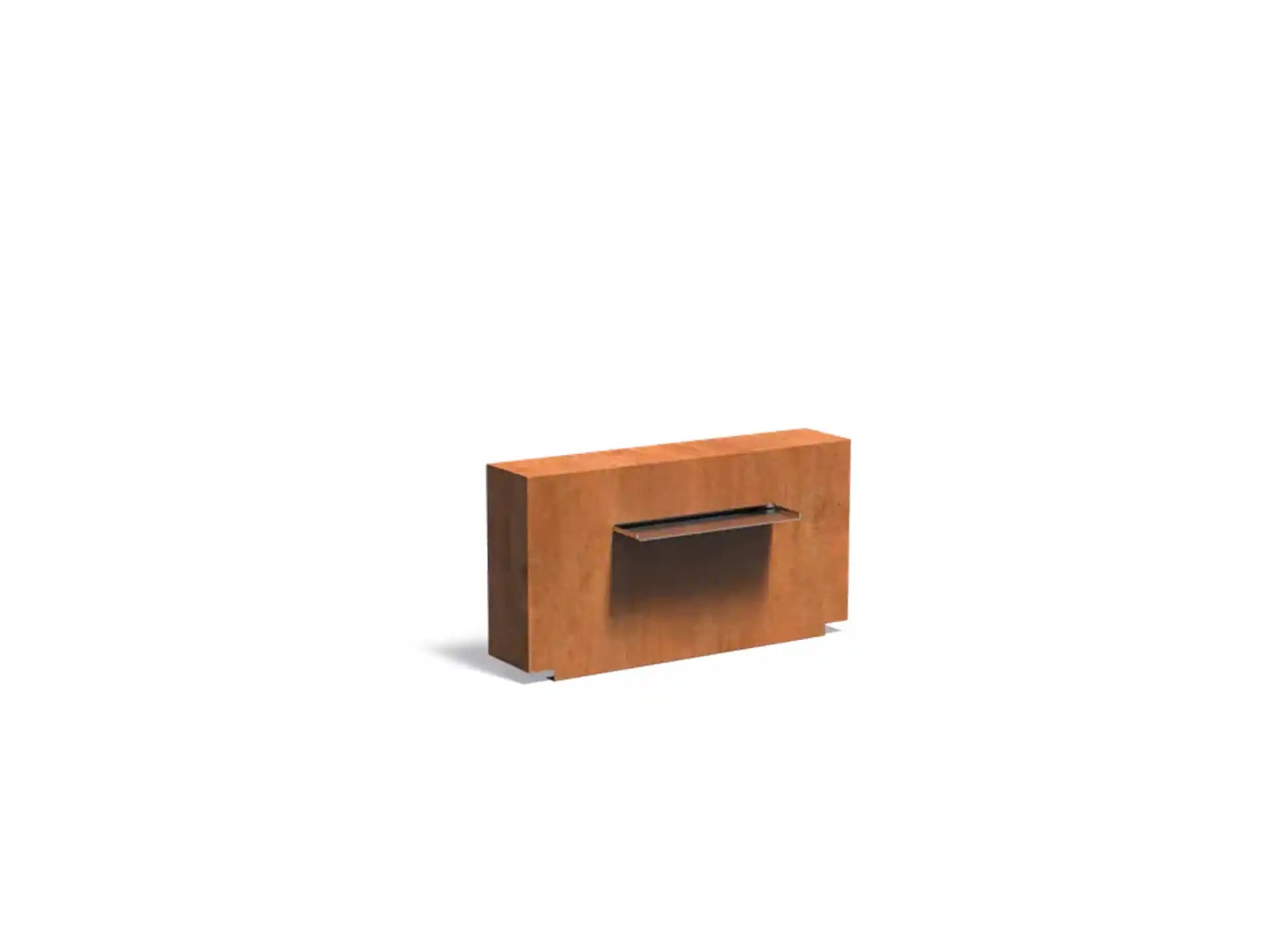 Adezz Vijvermuur geplaatst op Vijver Cortenstaal 120 x 25 x 60 cm met waterval en pomp