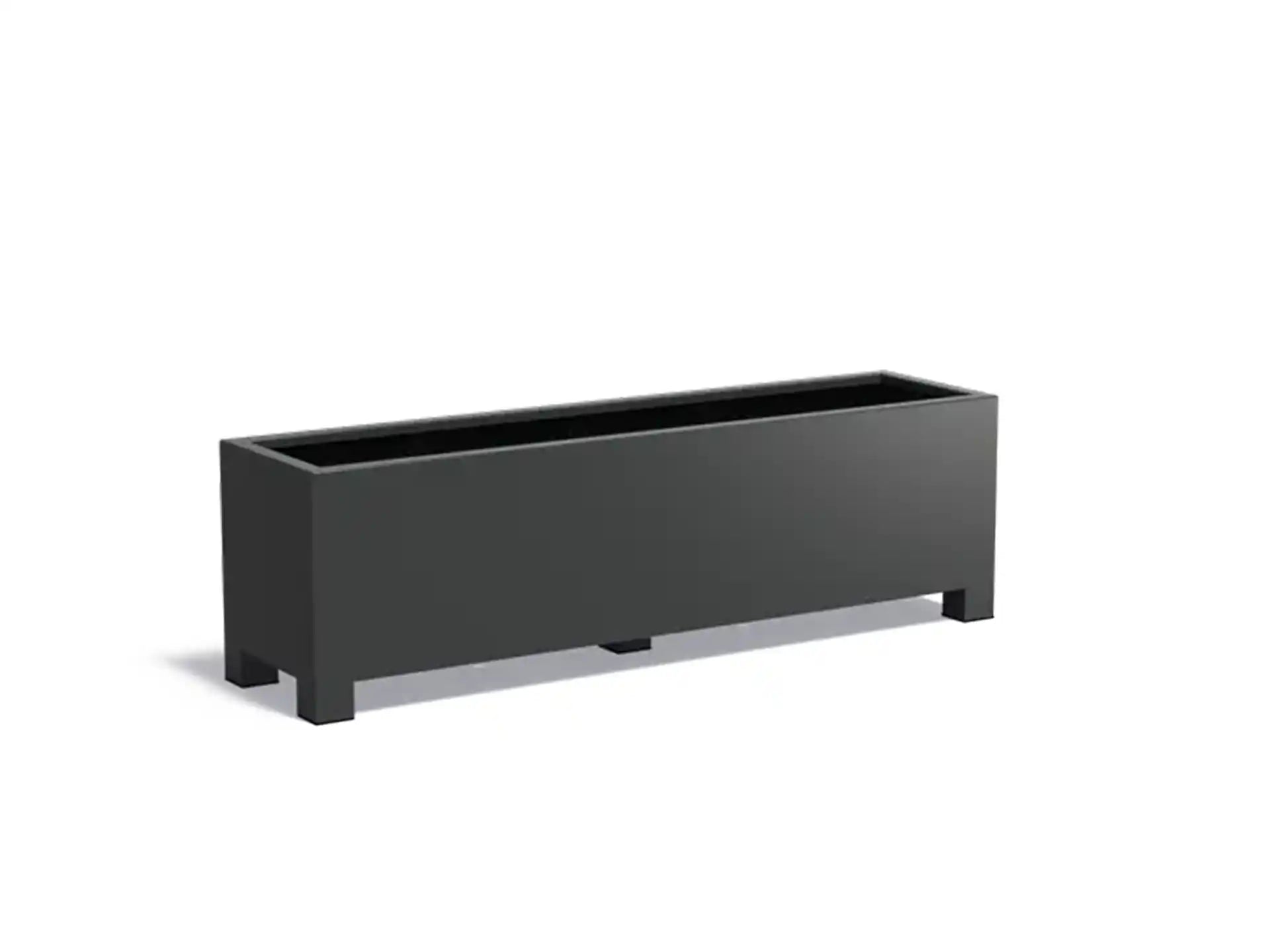 Adezz Carrez Aluminium Plantenbak met Poten Rechthoek 200 x 50 x 60 cm Zwartgrijs