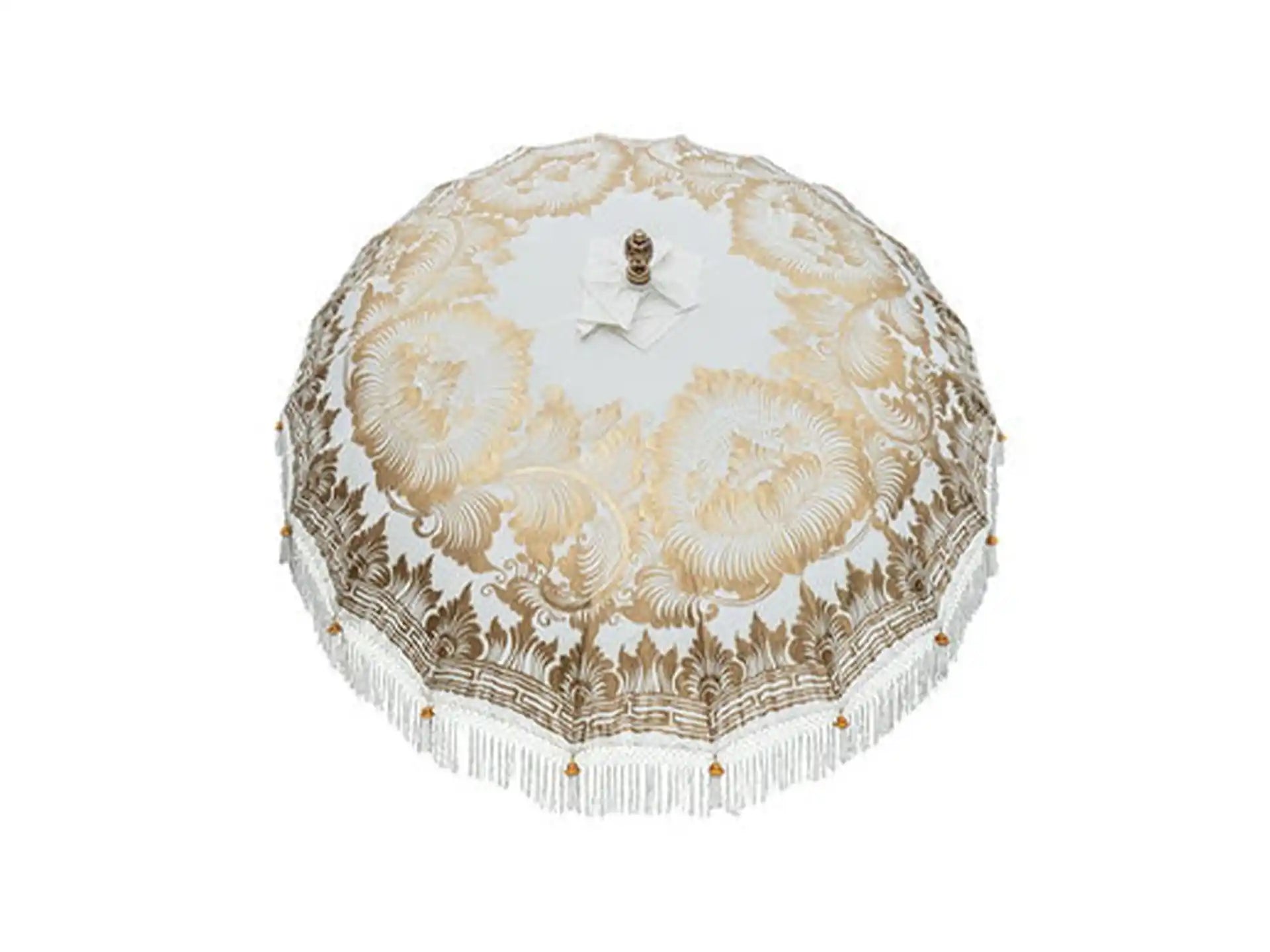 Todo Bien - Bali parasol 180 cm - Crème - Volledig gouden beschildering, fringe