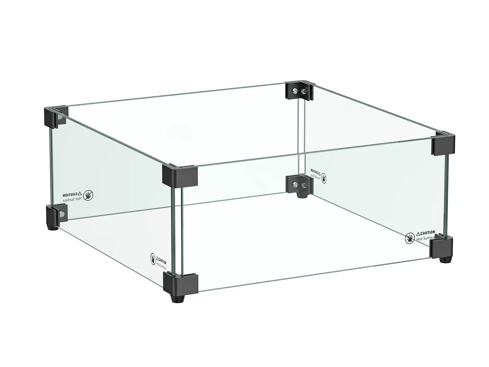 Glasombouw Vierkant 30 x 30 cm | Geschikt voor Inbouwbrander | Zwart gecoat