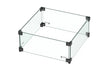 Gofire glasombouw vierkant 42.5 × 42.5 cm voor inbouwbrander, vrijstaand product op witte achtergrond, bovenaanzicht