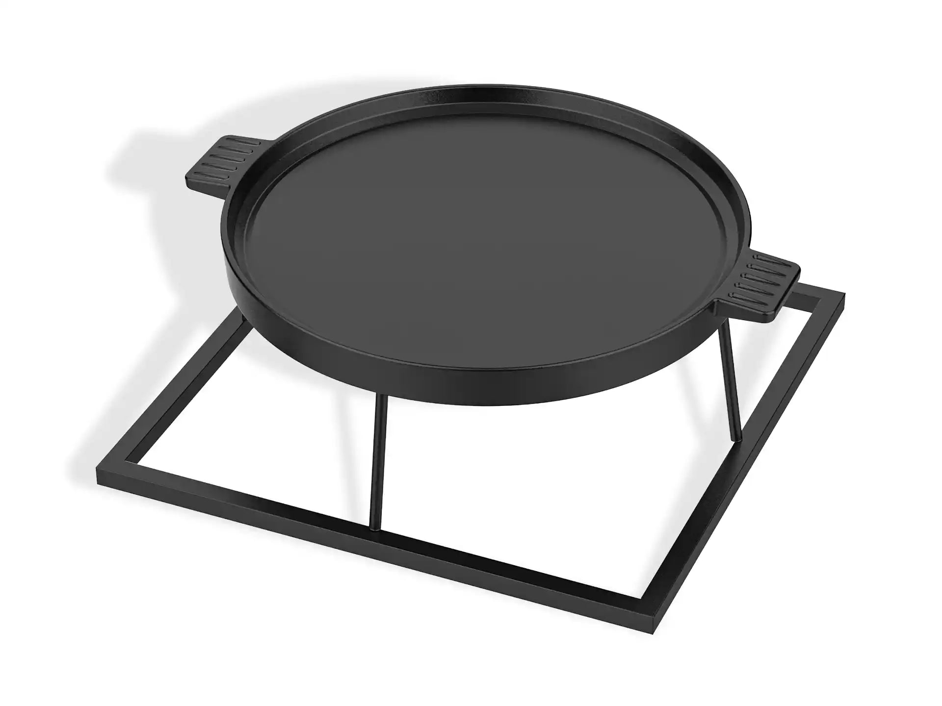 Gofire Grill vierkant in open positie met zicht op zijkant.