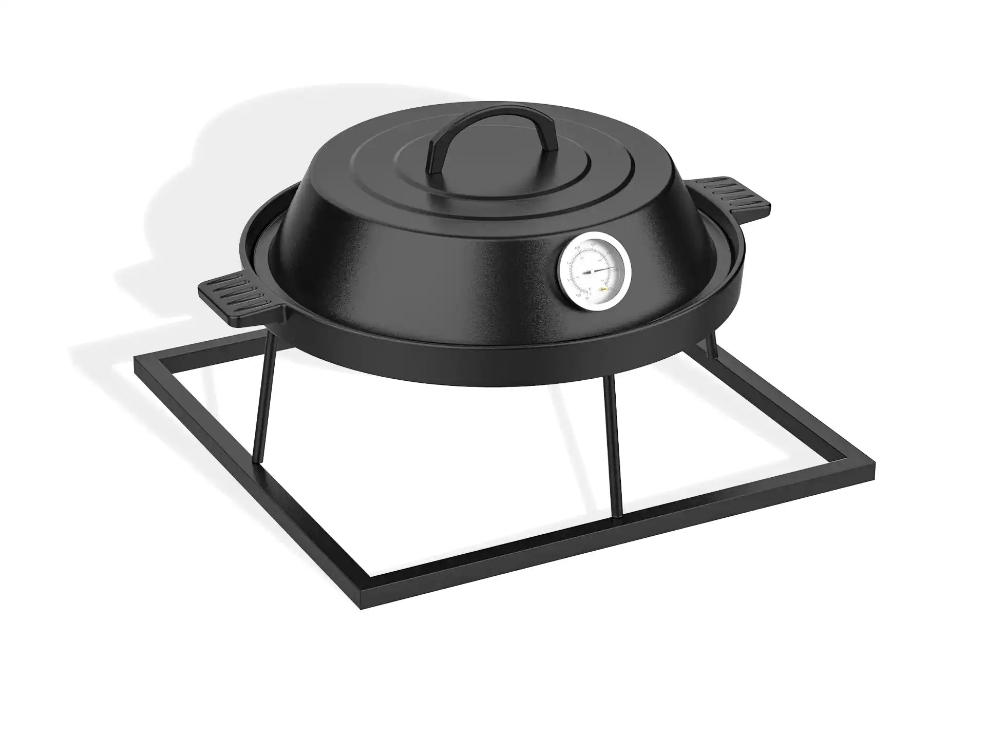 Gofire Grill vierkant in schuin vooraanzicht met dicht grillrooster.