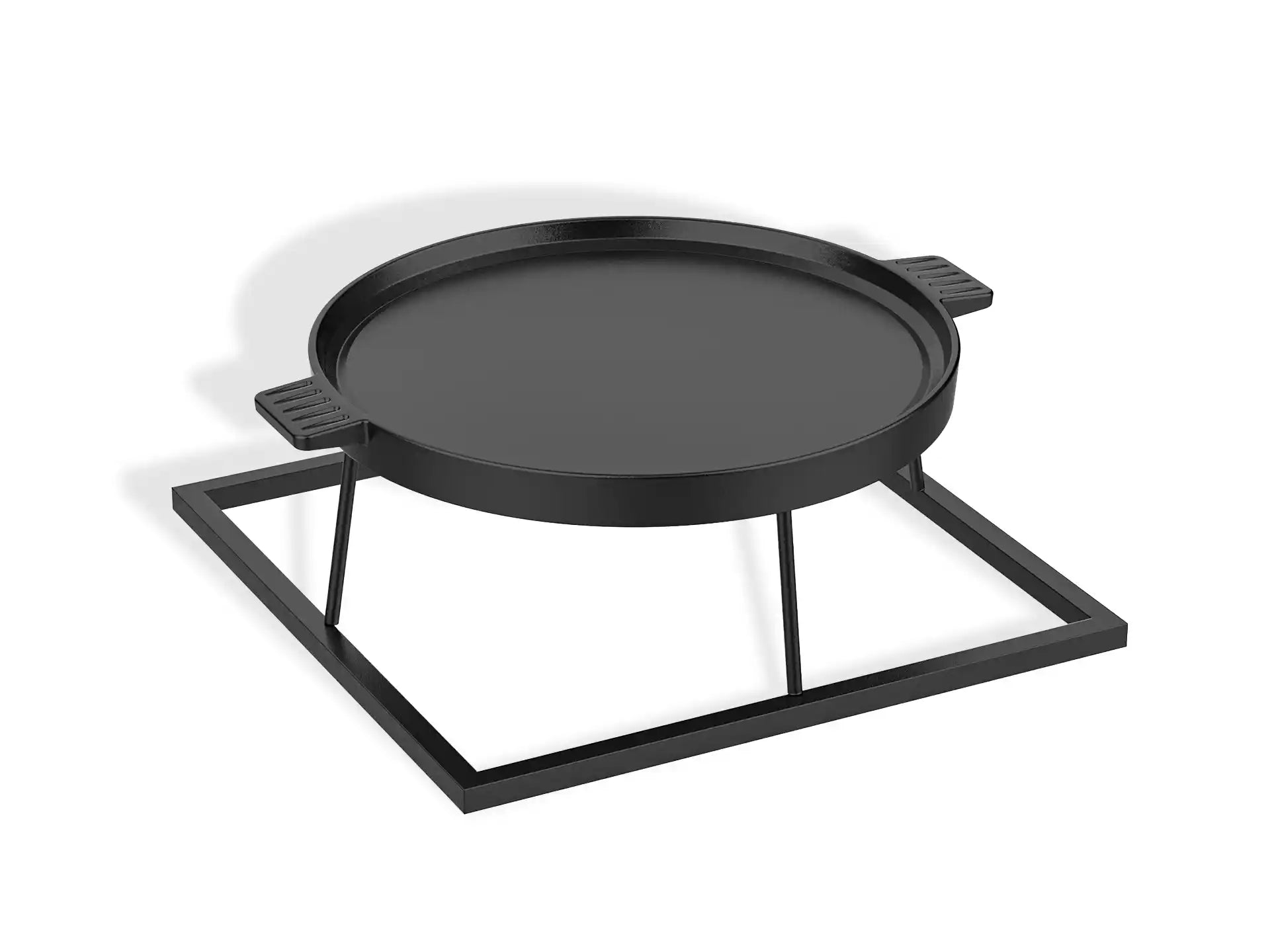 Gofire Grill vierkant in open positie met zicht op zijkant.