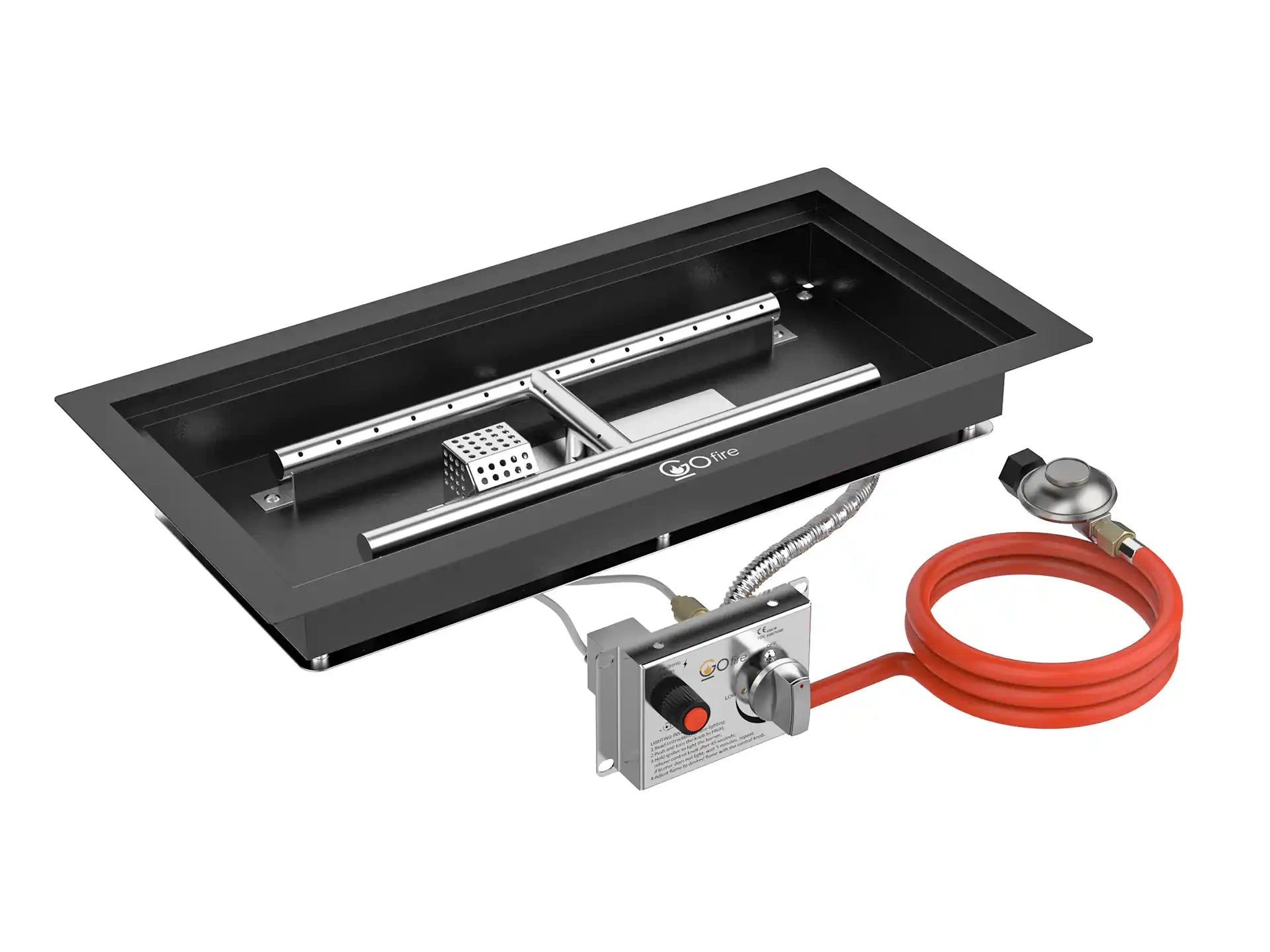 Gofire Inbouwbrander Rechthoek 75 x 25 cm | Flexibel bedieningspaneel | Zwart gecoat