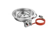 Gofire inbouwbrander rond 39 cm van roestvrij staal met open brander en bedieningspaneel met rode gasslang.