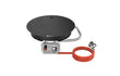 Ronde Gofire inbouwbrander van 45 cm van gecoat staal, afgebeeld met gesloten deksel en flexibel bedieningspaneel.