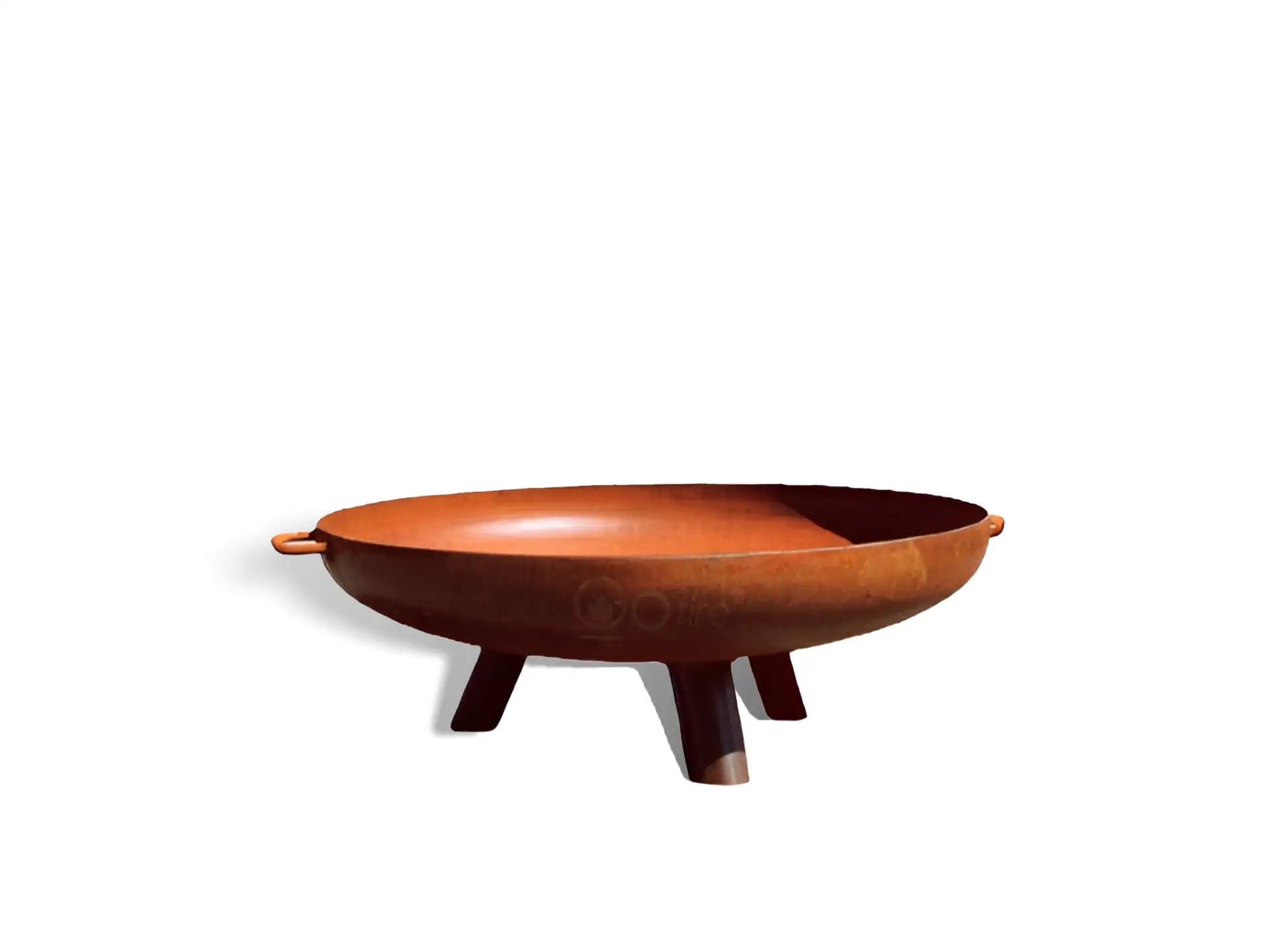 GoFire Lev vuurschaal 70 cm van cortenstaal, gevuld met brandend hout en hoge vlammen, sfeervol voor gebruik in de tuin of op het terras.