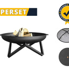GoFire SUPERSET Barca vuurschaal zwart met vonkenscherm en deksel 80 cm