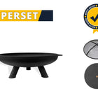 GoFire SUPERSET Lev vuurschaal zwart met vonkenscherm en deksel 60 cm