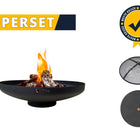GoFire SUPERSET Oda vuurschaal zwart met vonkenscherm en deksel 80 cm