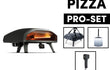 Ooni Koda 2 max pizza oven PROSET, uitgebreide bundel met draagtas, beschermhoes, pizzaschep en infrarood thermometer, gasgestookte oven, productfoto op witte achtergrond.