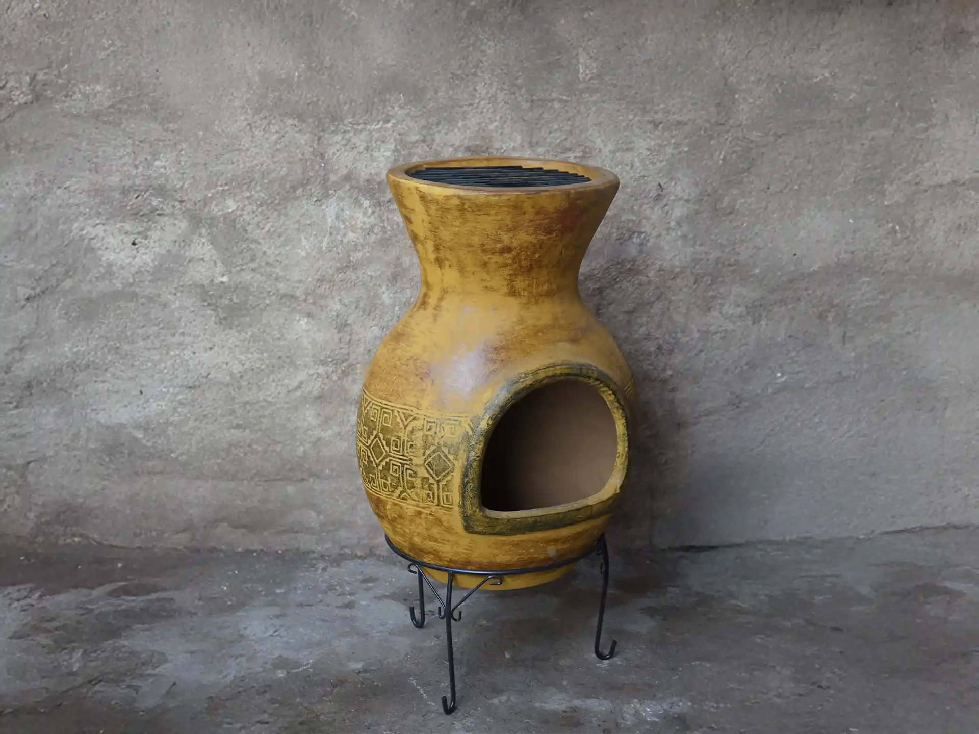 Sol-y-Yo Chimenea Mexicaanse terrashaard Barbecue XL (geel) | Mexico Trade